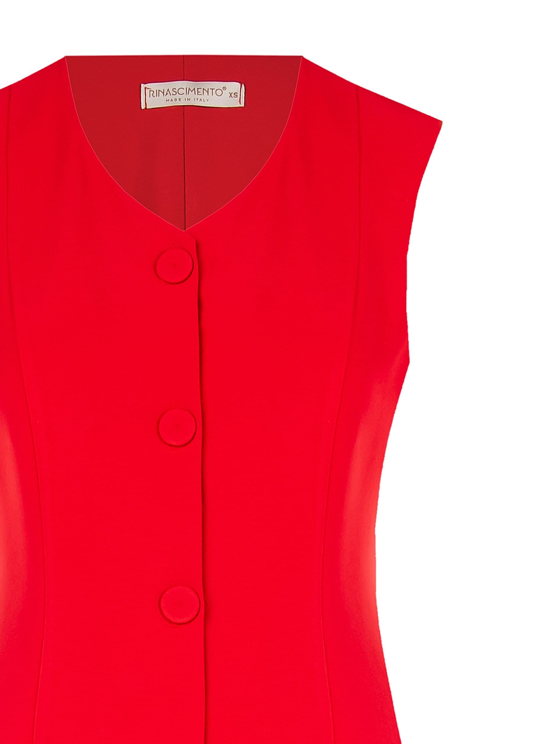 Abito Corto A Palloncino In Tessuto Bi-Stretch Con Bottoni Tono Su Tono E Scollo A V Rinascimento