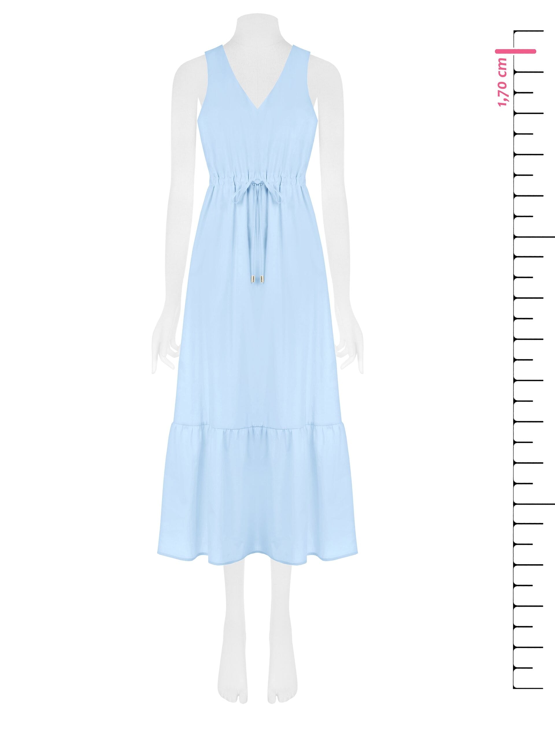 Abito Lungo In Cotone Con Coulisse In Vita E Scollo A V Rinascimento