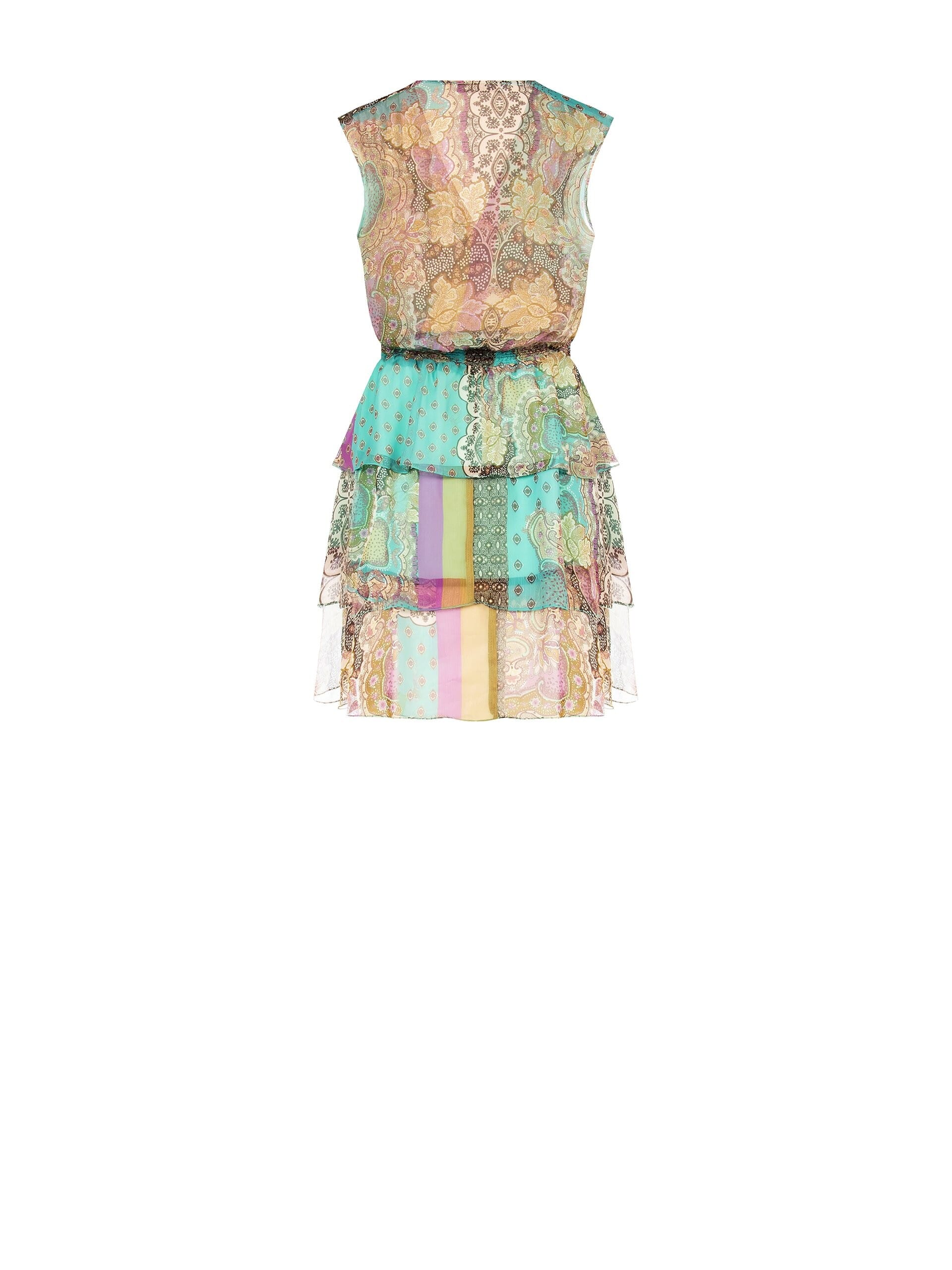 Abito Corto A Balze In Georgette Con Scollo A V Incrociato Rinascimento