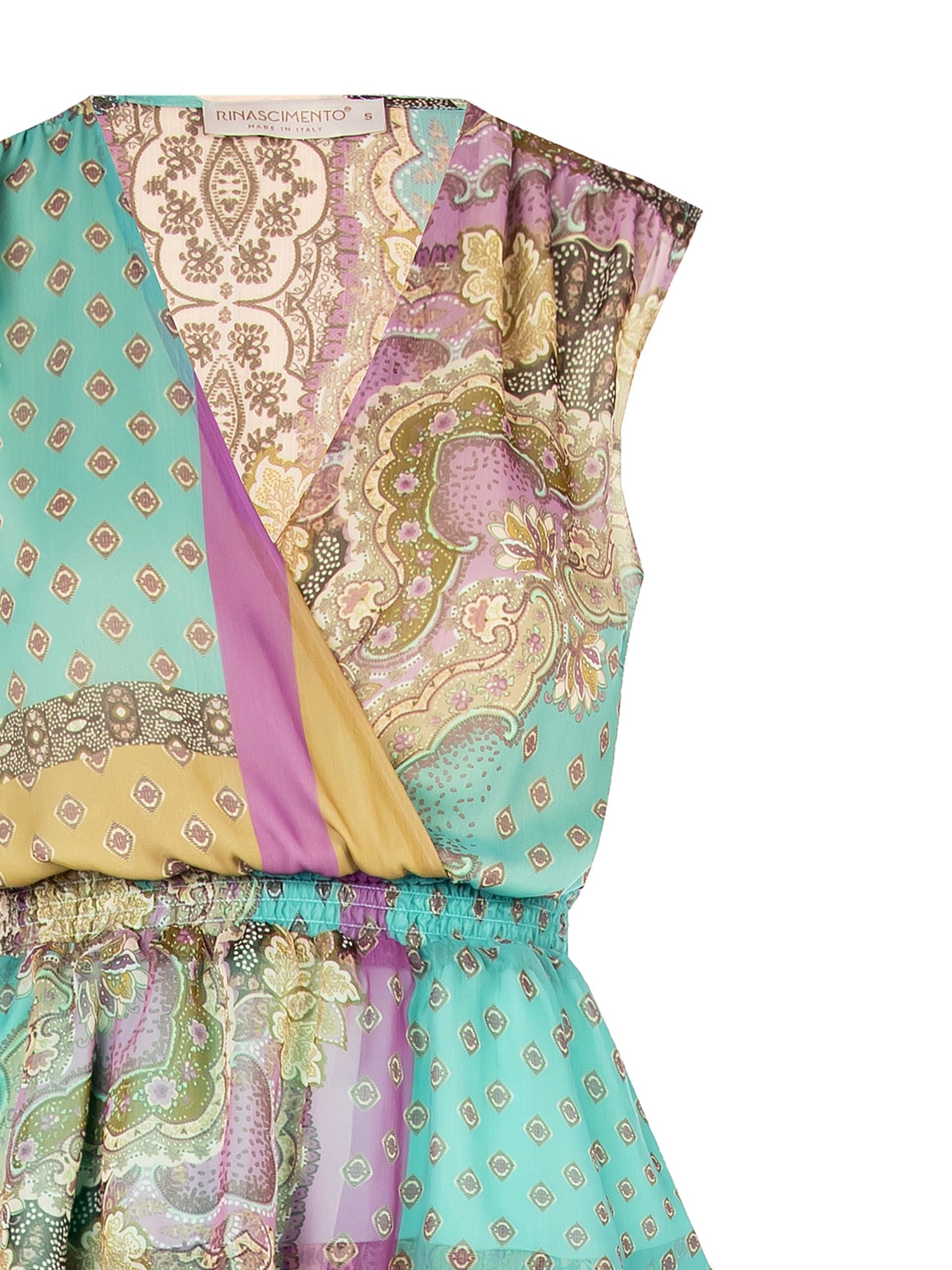 Abito Corto A Balze In Georgette Con Scollo A V Incrociato Rinascimento