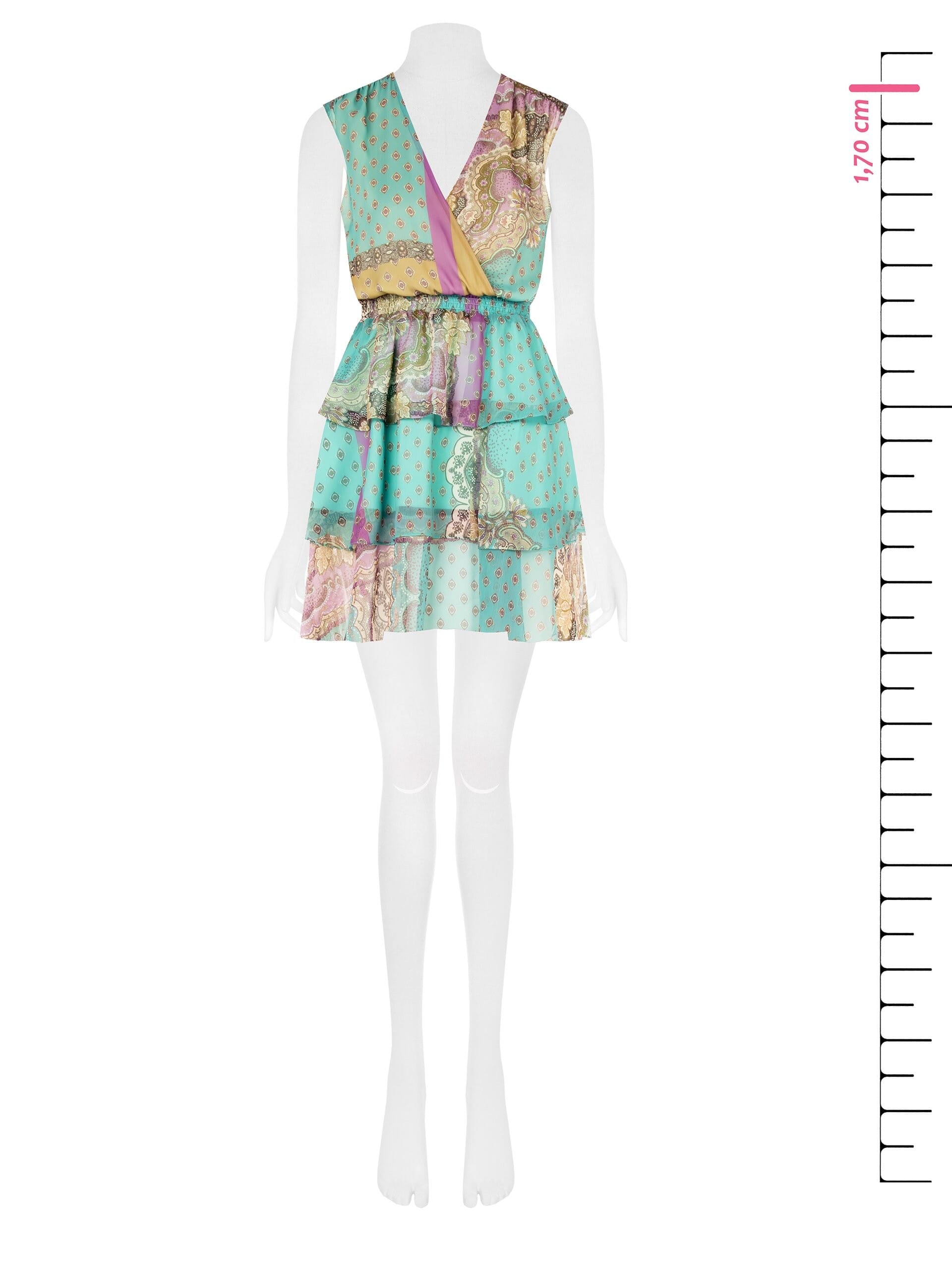 Abito Corto A Balze In Georgette Con Scollo A V Incrociato Rinascimento