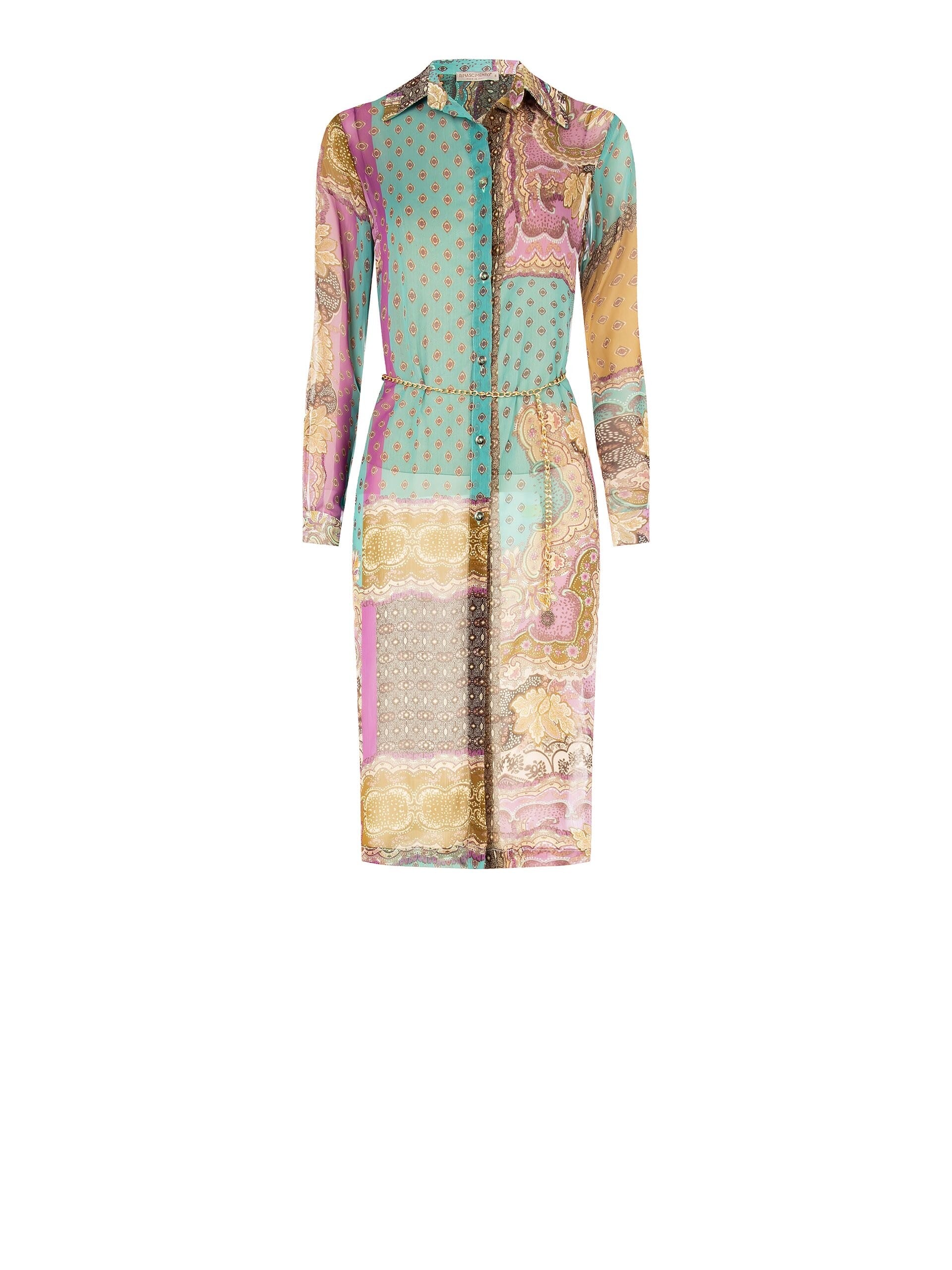 Chemise en Georgette semi-transparente avec ceinture en chaîne Rinascimento