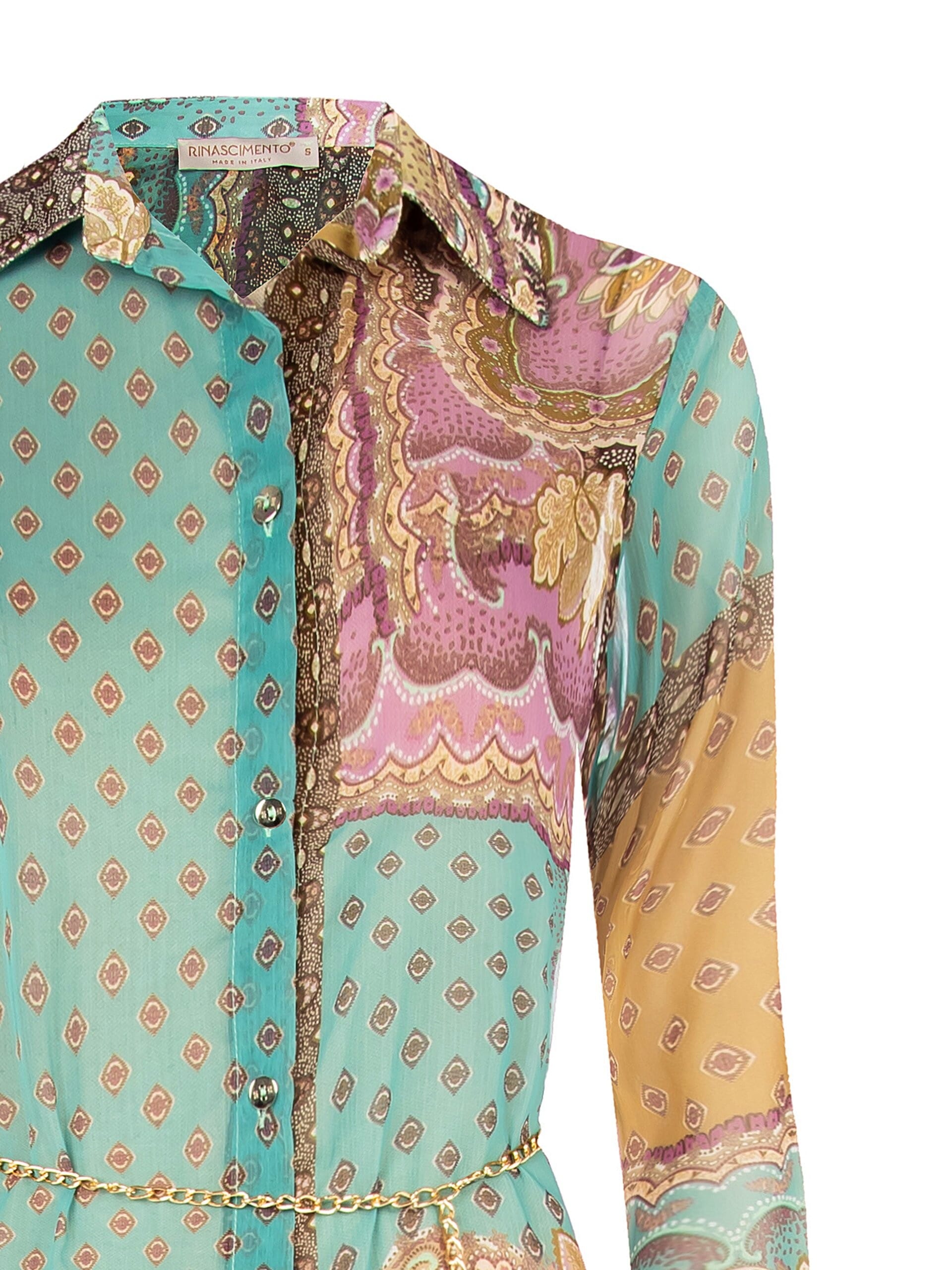 Chemise en Georgette semi-transparente avec ceinture en chaîne Rinascimento