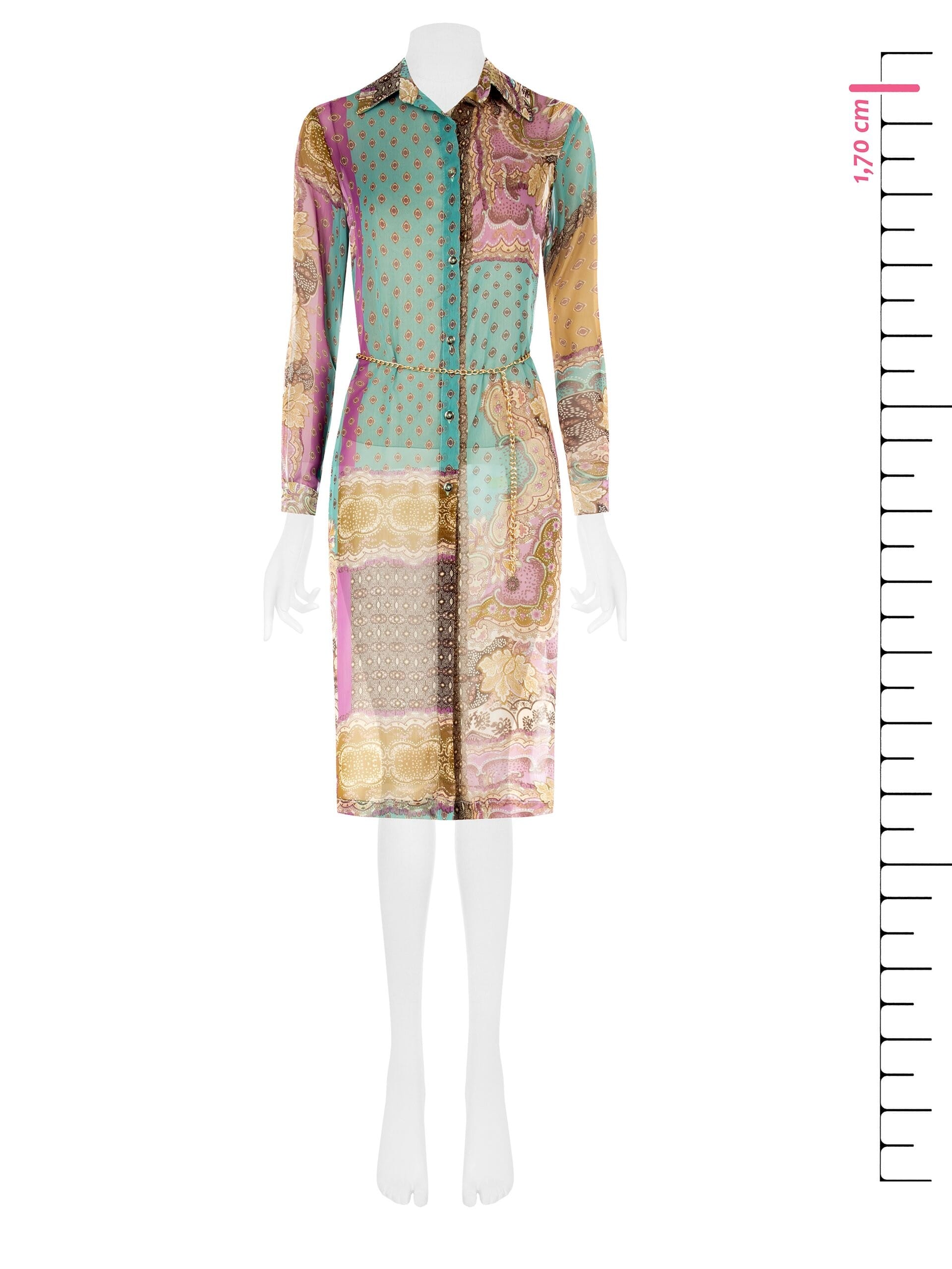 Chemise en Georgette semi-transparente avec ceinture en chaîne Rinascimento