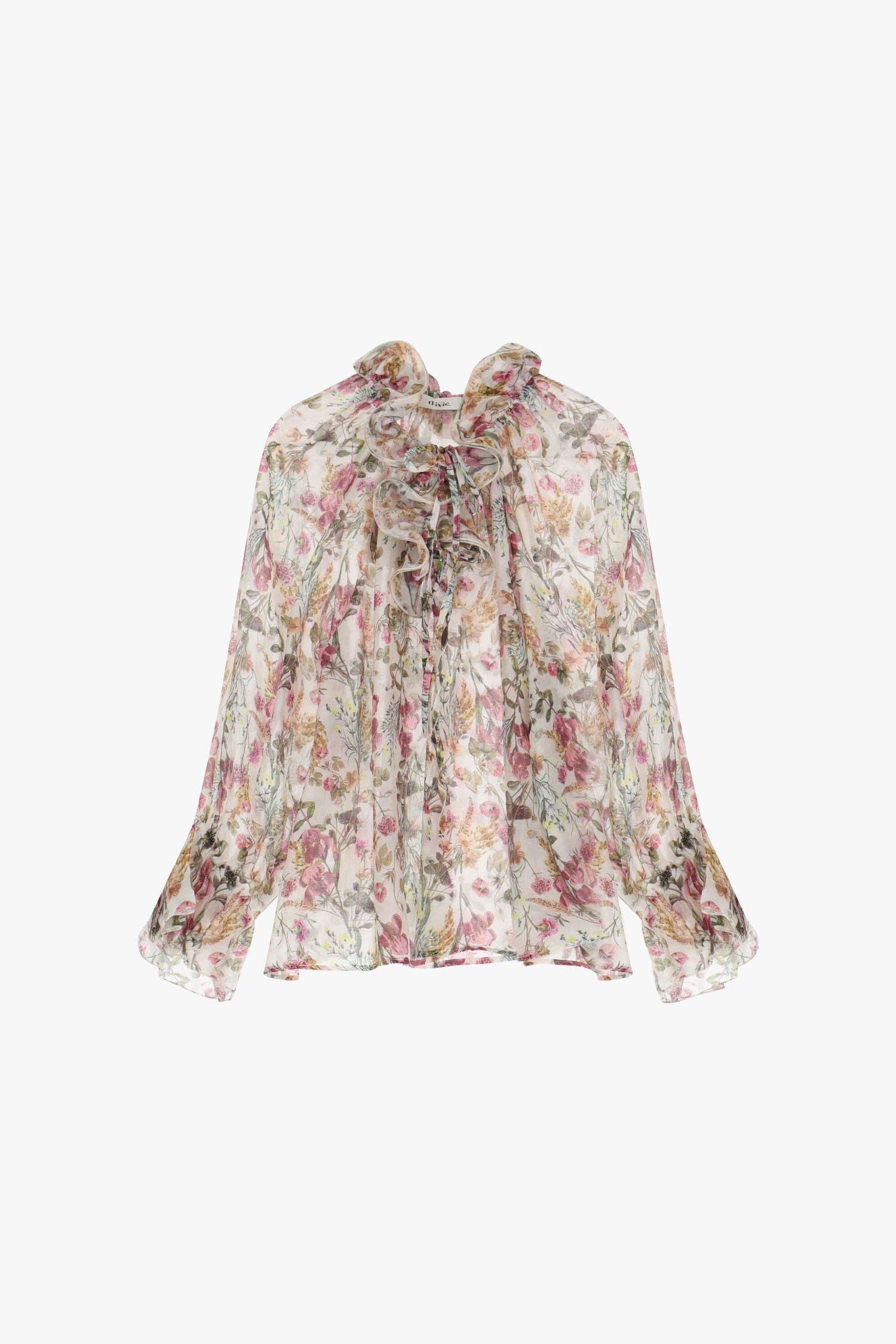 Camicia Con Motivo Floreale E Volant Dixie