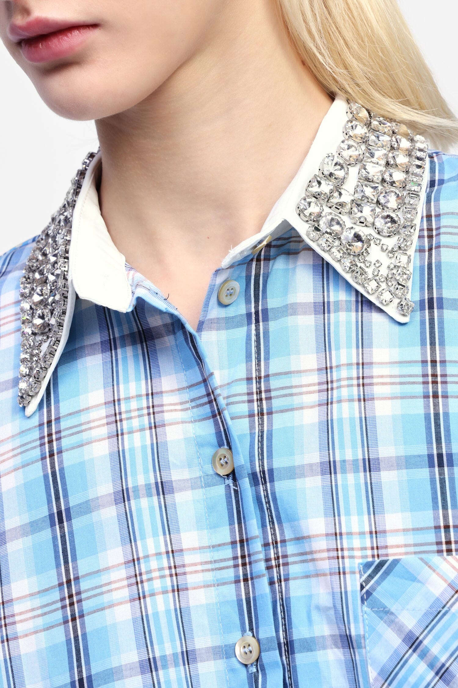 Camicia A Quadri Con Colletto Decorato Dixie