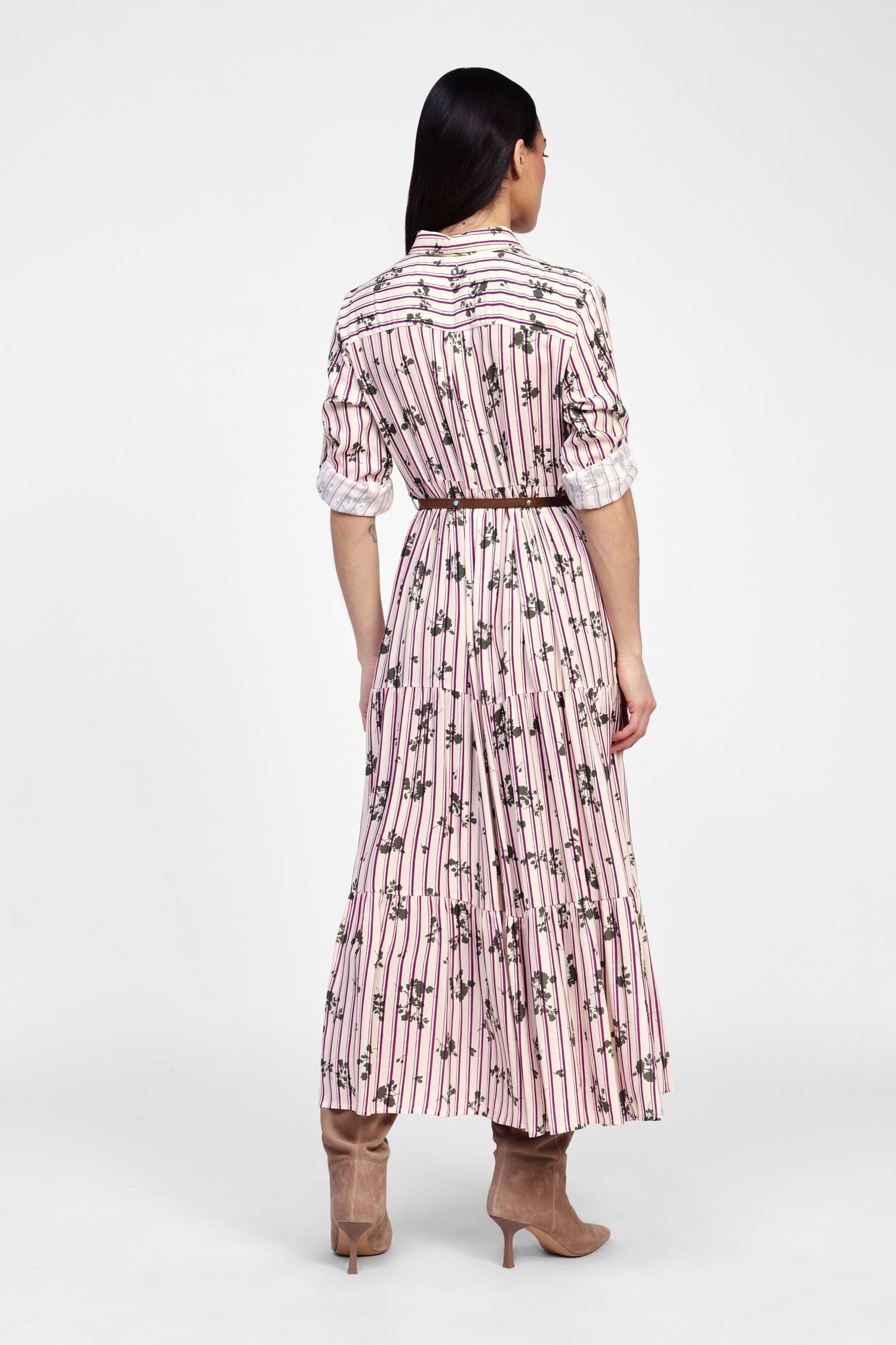 Abito Lungo Con Stampa Floreale E Cintura Dixie