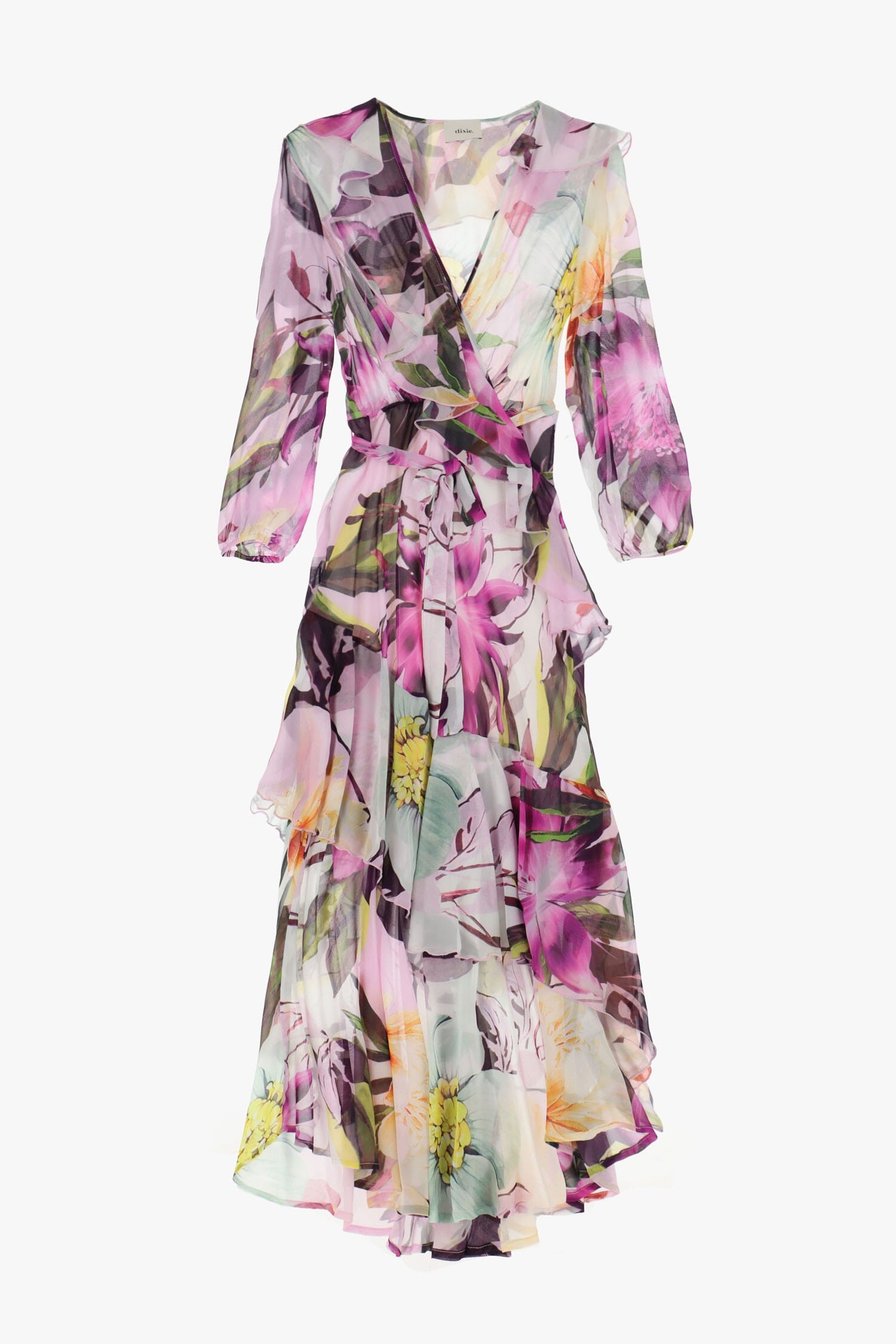 Abito Lungo Con Stampa Floreale E Cintura Dixie