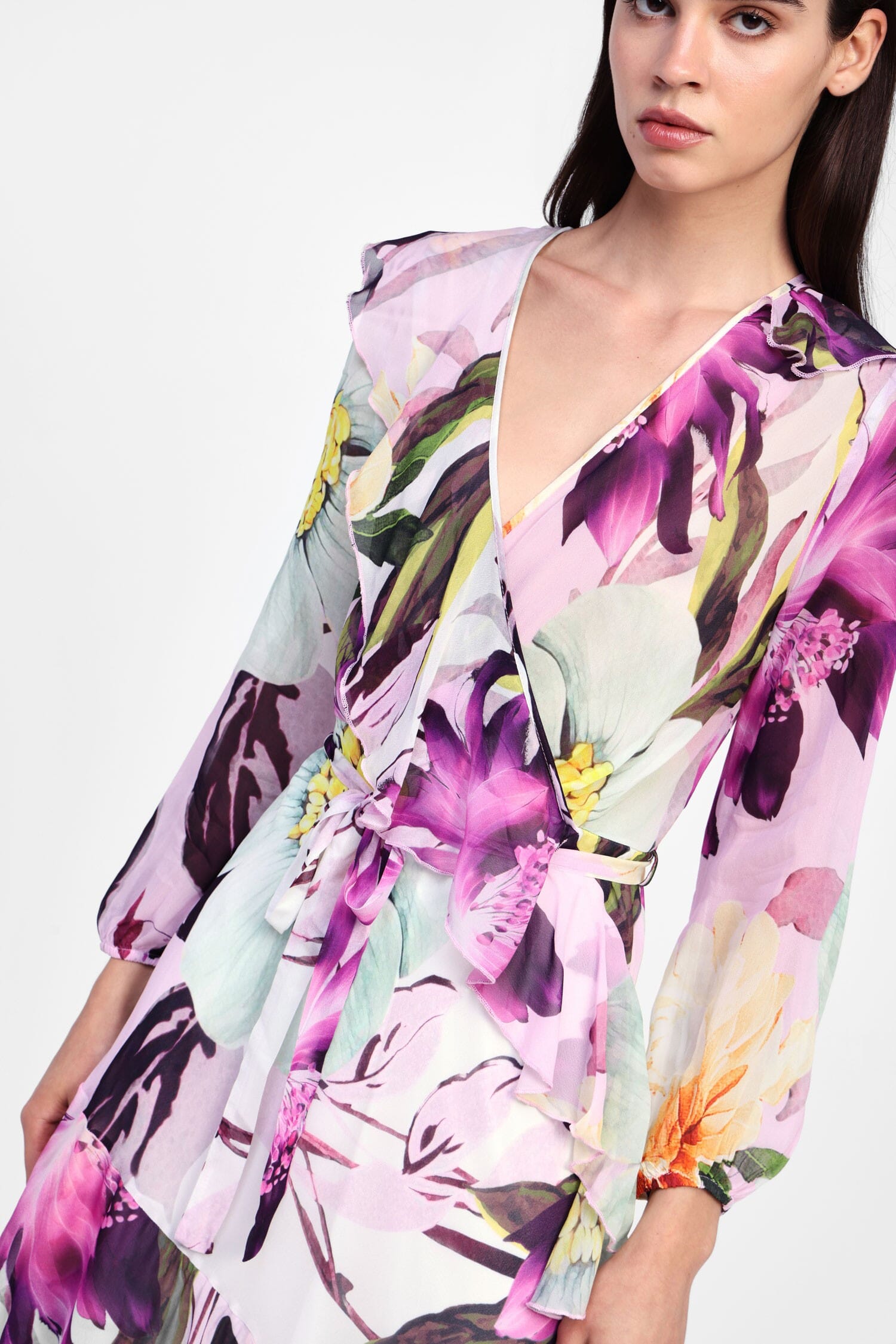 Abito Lungo Con Stampa Floreale E Cintura Dixie