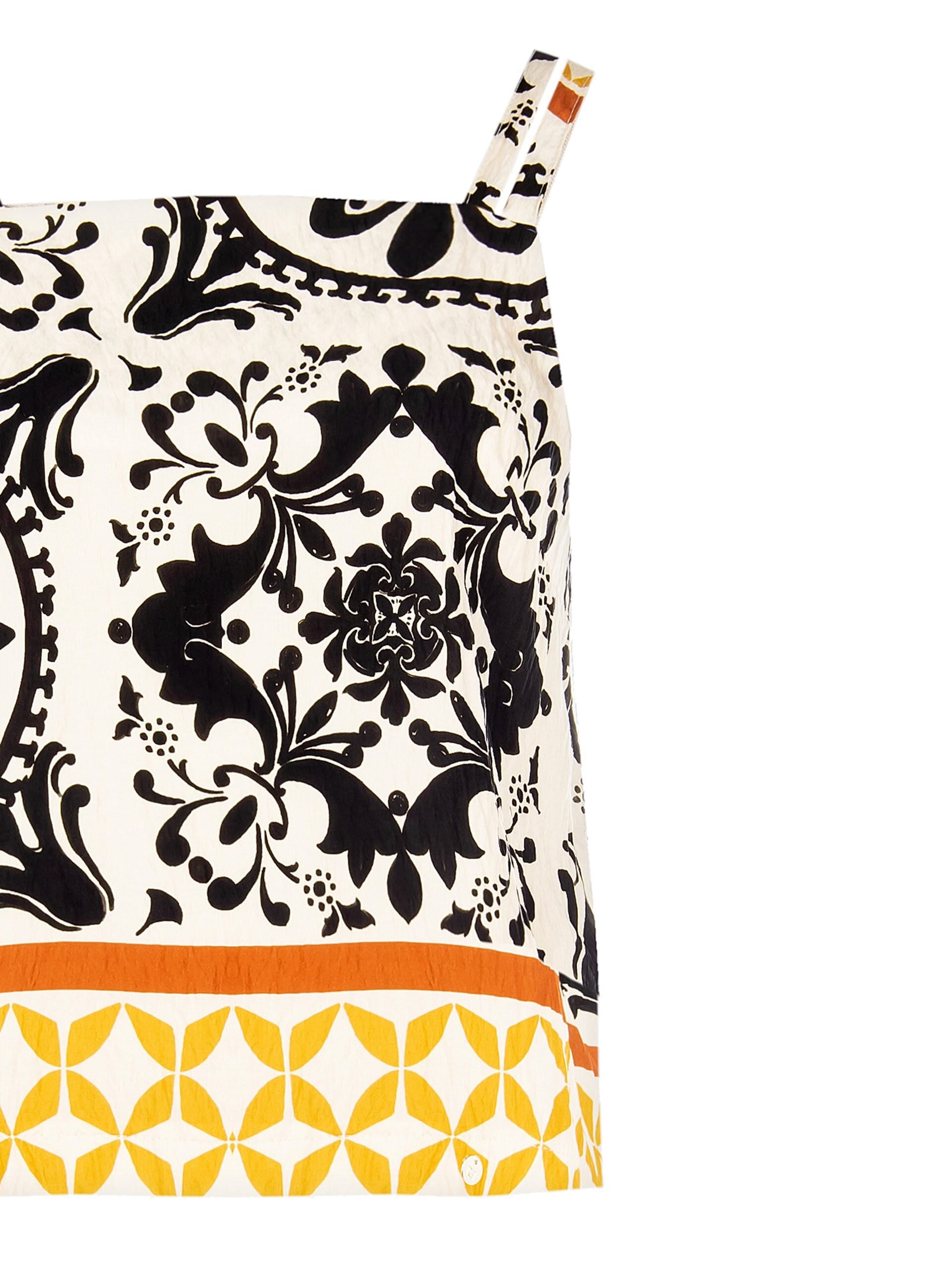 Top Ampio In Viscosa Effetto Stropicciato Con Scollo Quadrato Rinascimento