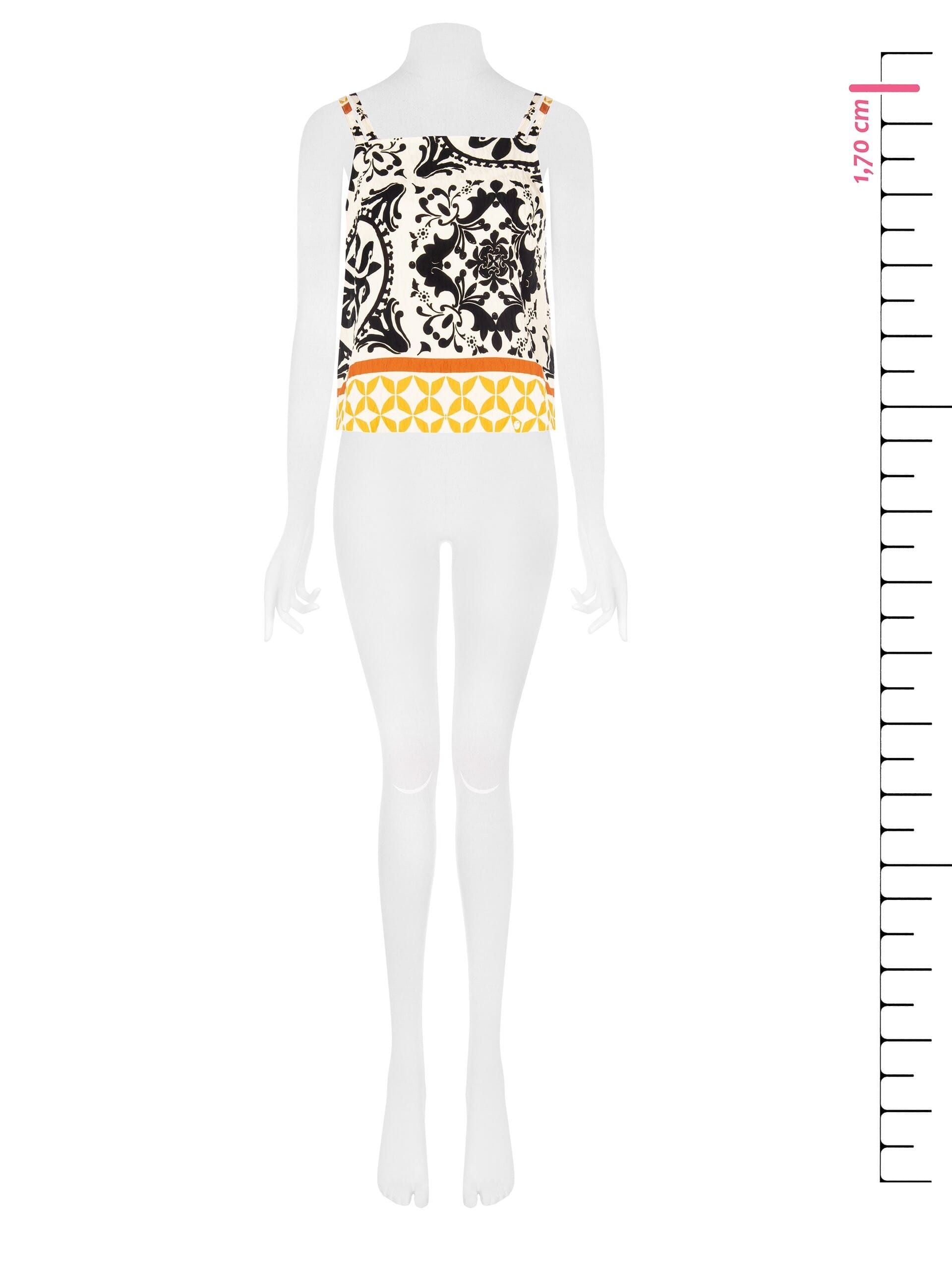 Top Ampio In Viscosa Effetto Stropicciato Con Scollo Quadrato Rinascimento