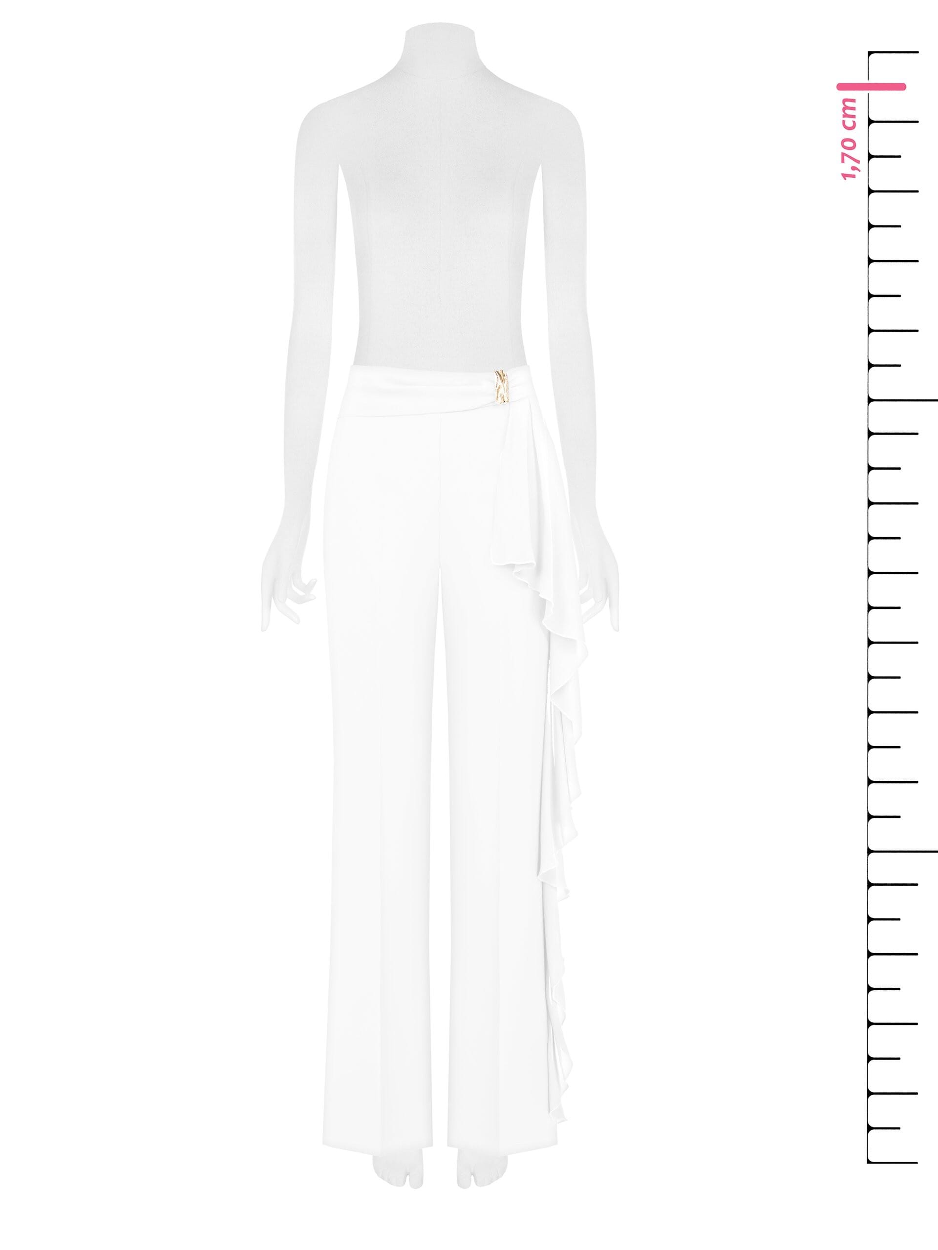 Pantaloni Palazzo In Tessuto Fluido Con Maxi Volant In Georgette Rinascimento