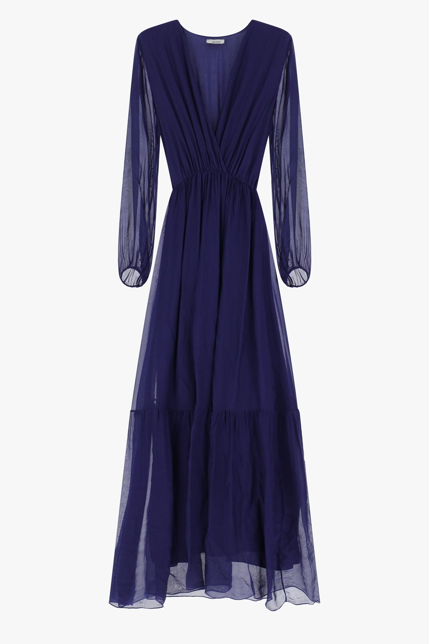 Vestito Lungo A Balze Con Maniche Lunghe Dixie