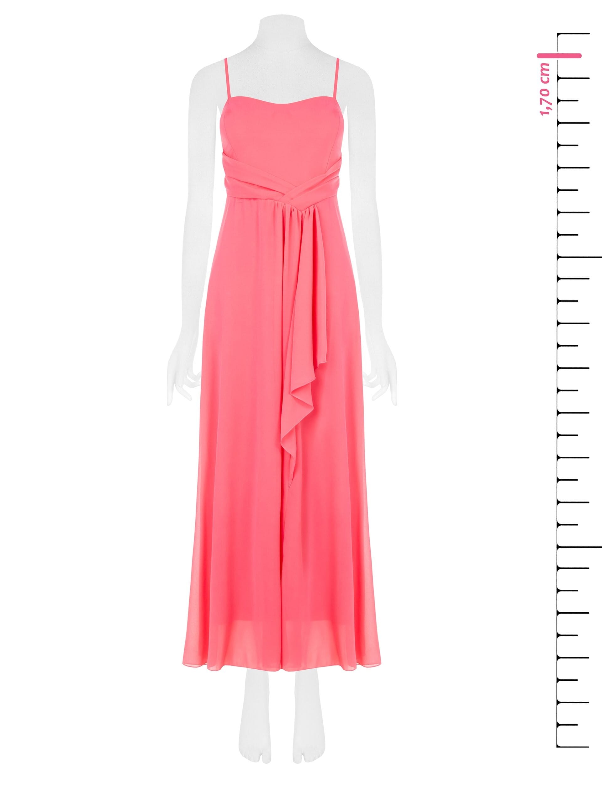 Abito Lungo Con Drappeggio In Georgette Con Coppe Rinascimento