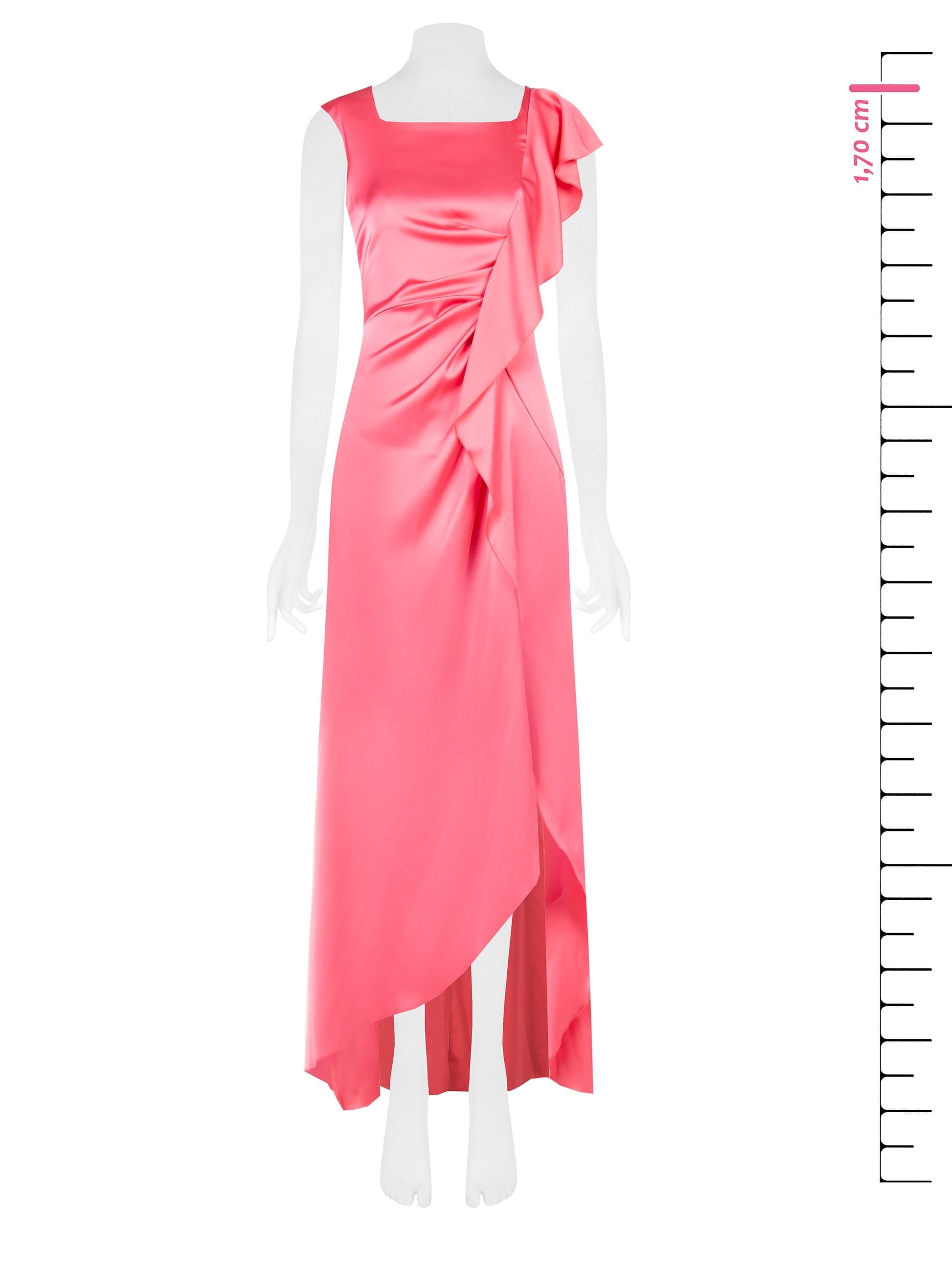 Robe longue en satin avec découpe dans le dos et longs volants Rinascimento