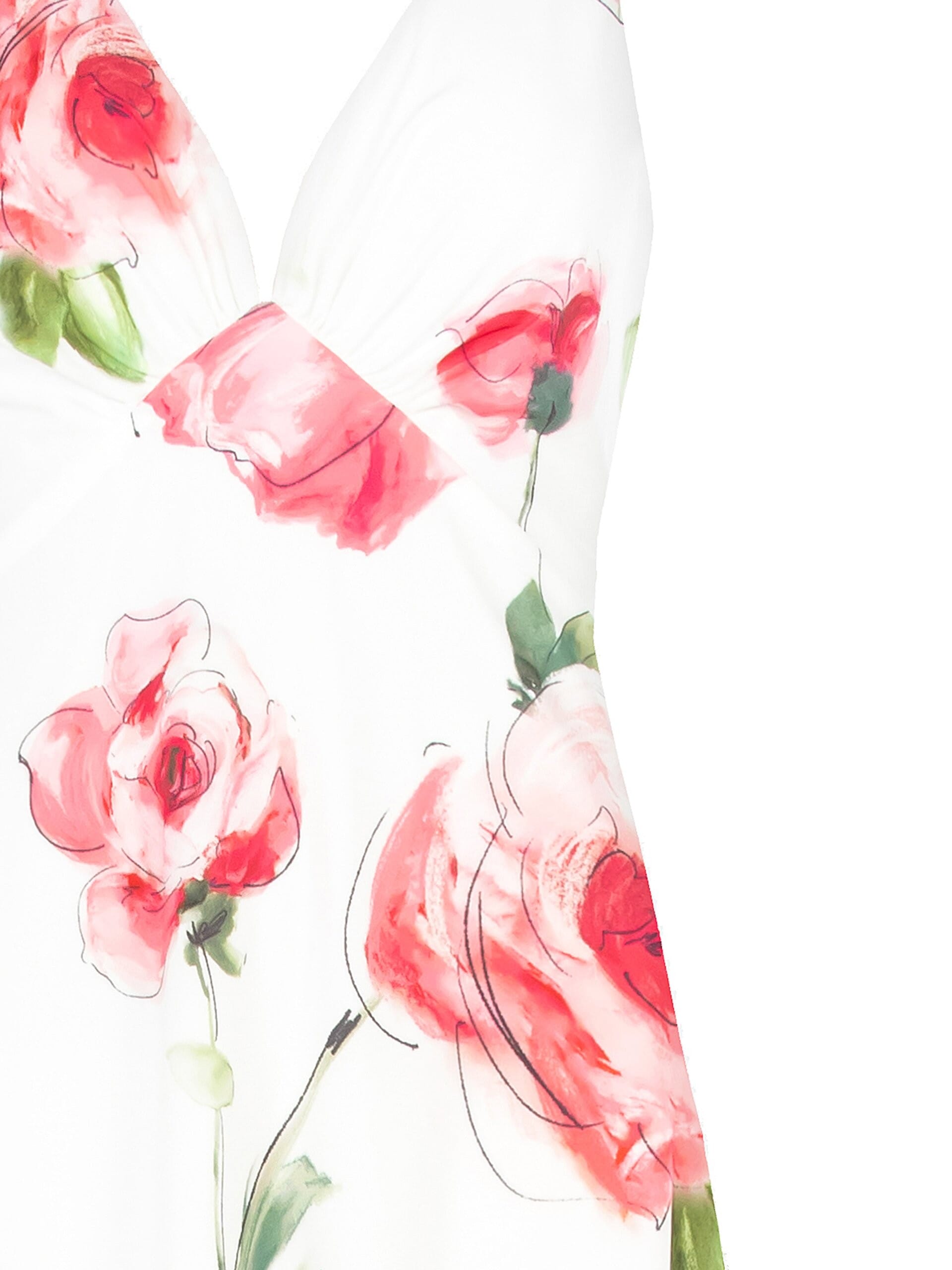 Abito Lungo Scollato In Raso A Fiori Rinascimento