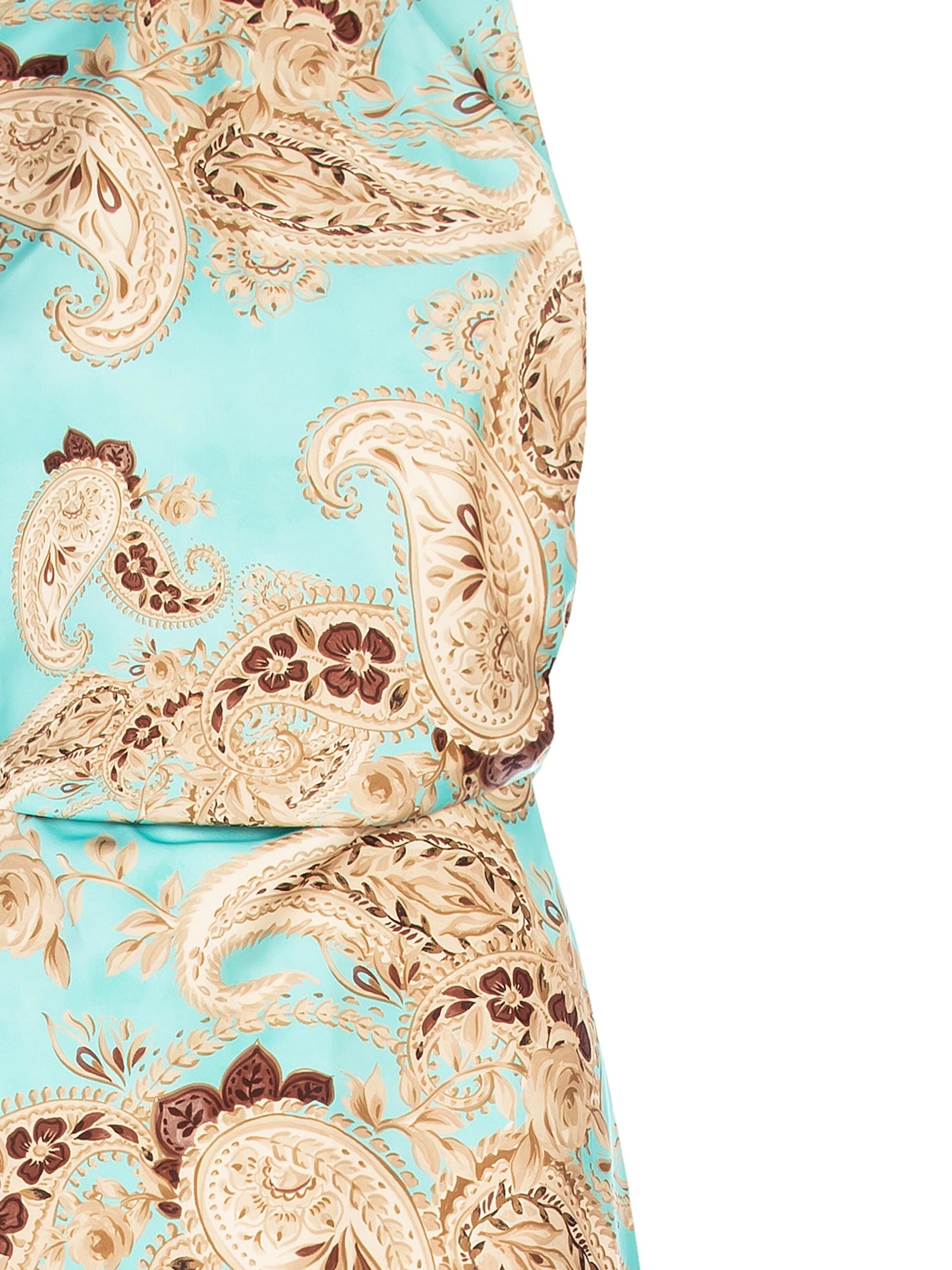 Abito Lungo In Raso Stampato Arricciato Sui Fianchi Rinascimento