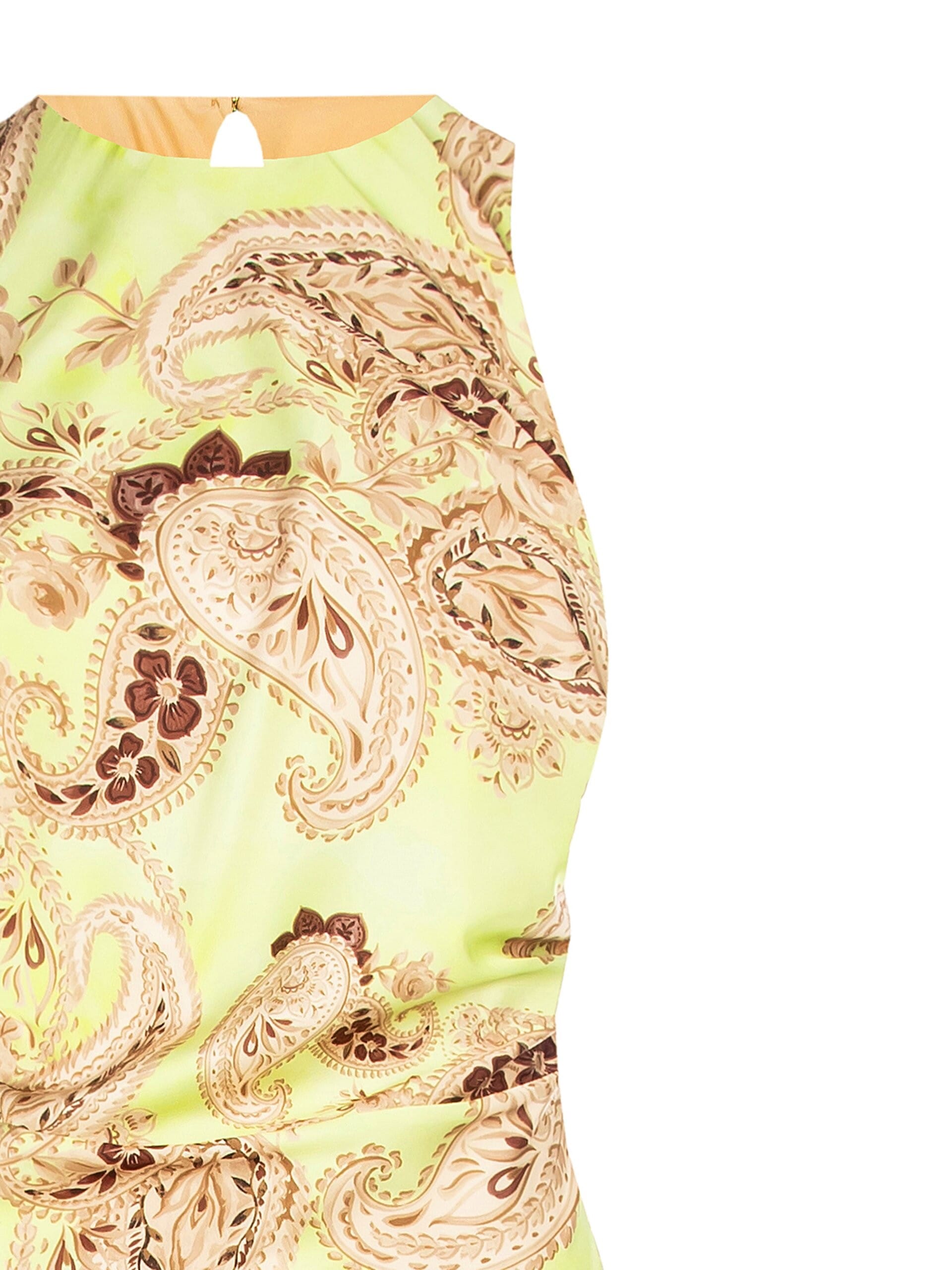 Abito Lungo In Raso Stampato Arricciato Sui Fianchi Rinascimento