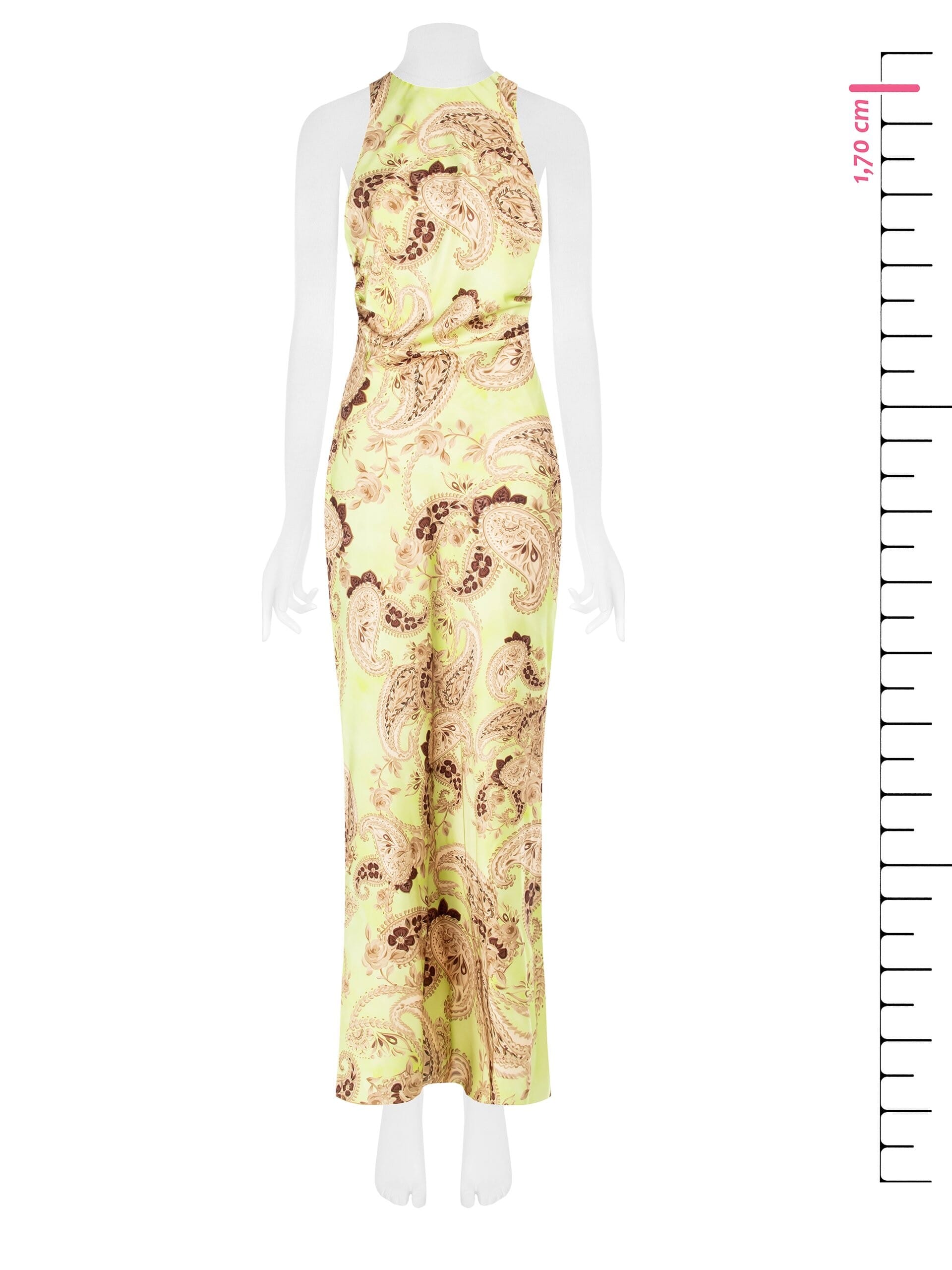 Abito Lungo In Raso Stampato Arricciato Sui Fianchi Rinascimento