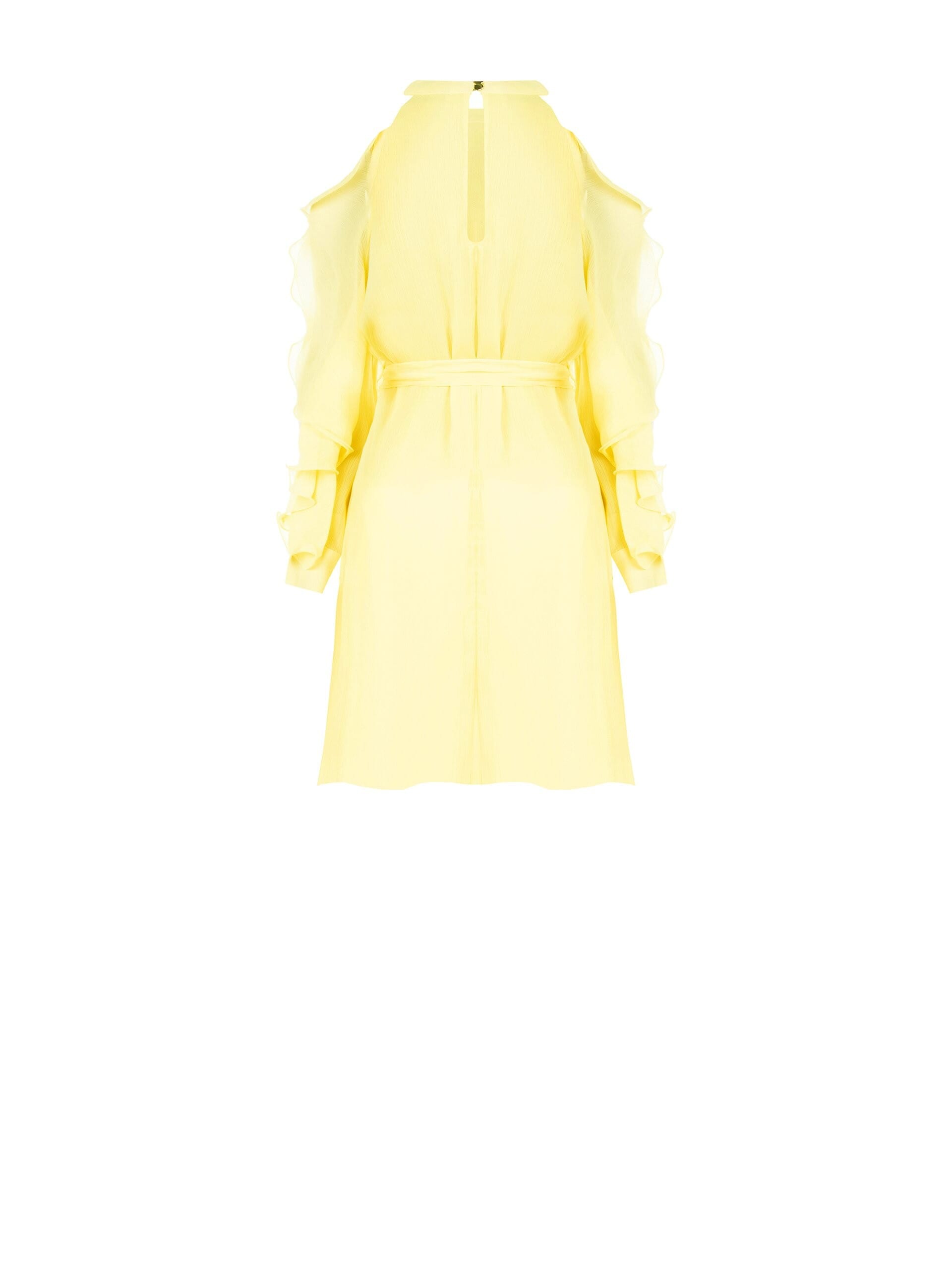 A-line Georgette Short Dress With Cut-Out And Sleeve Ruffles Rinascimento