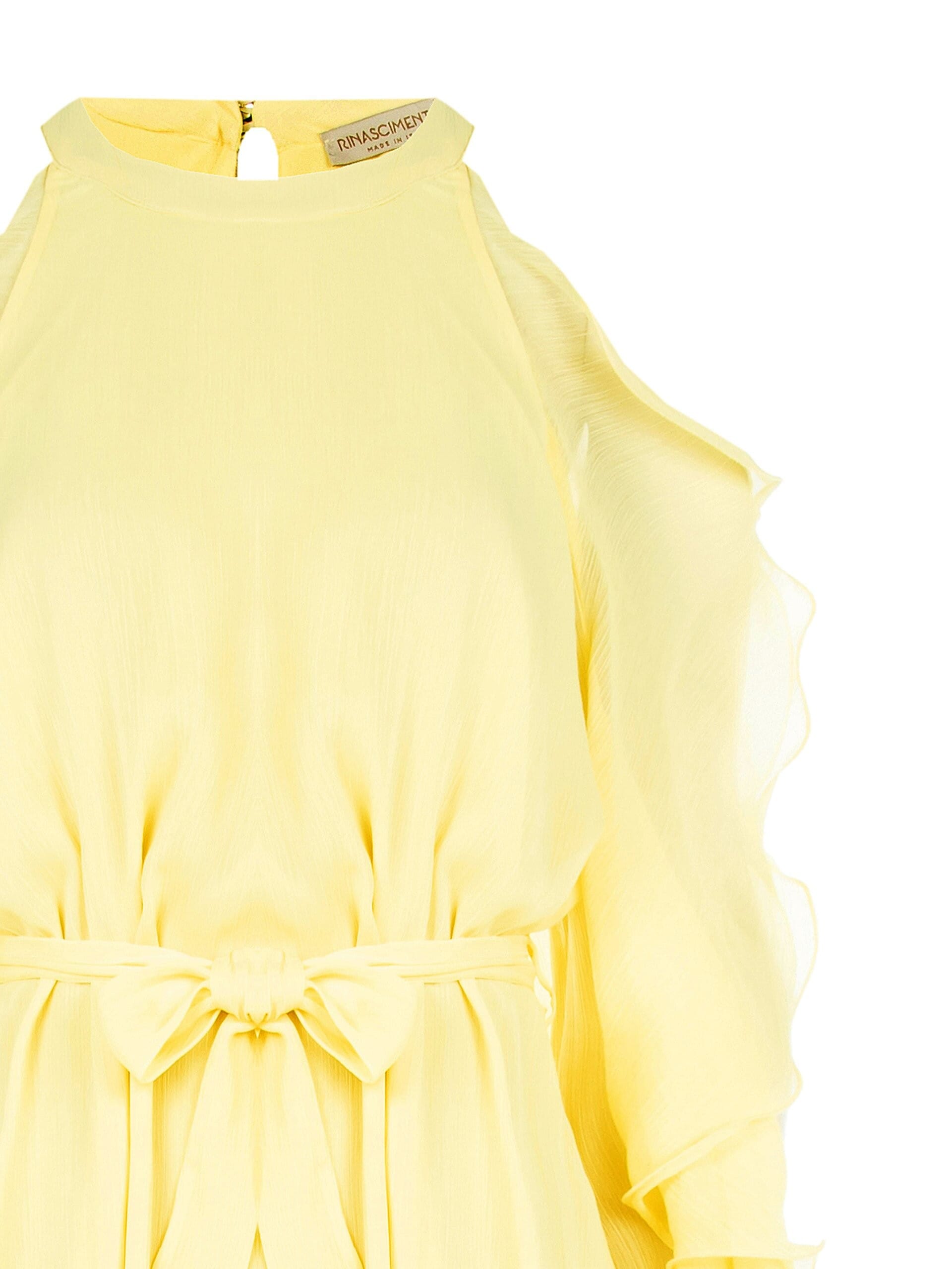 A-line Georgette Short Dress With Cut-Out And Sleeve Ruffles Rinascimento