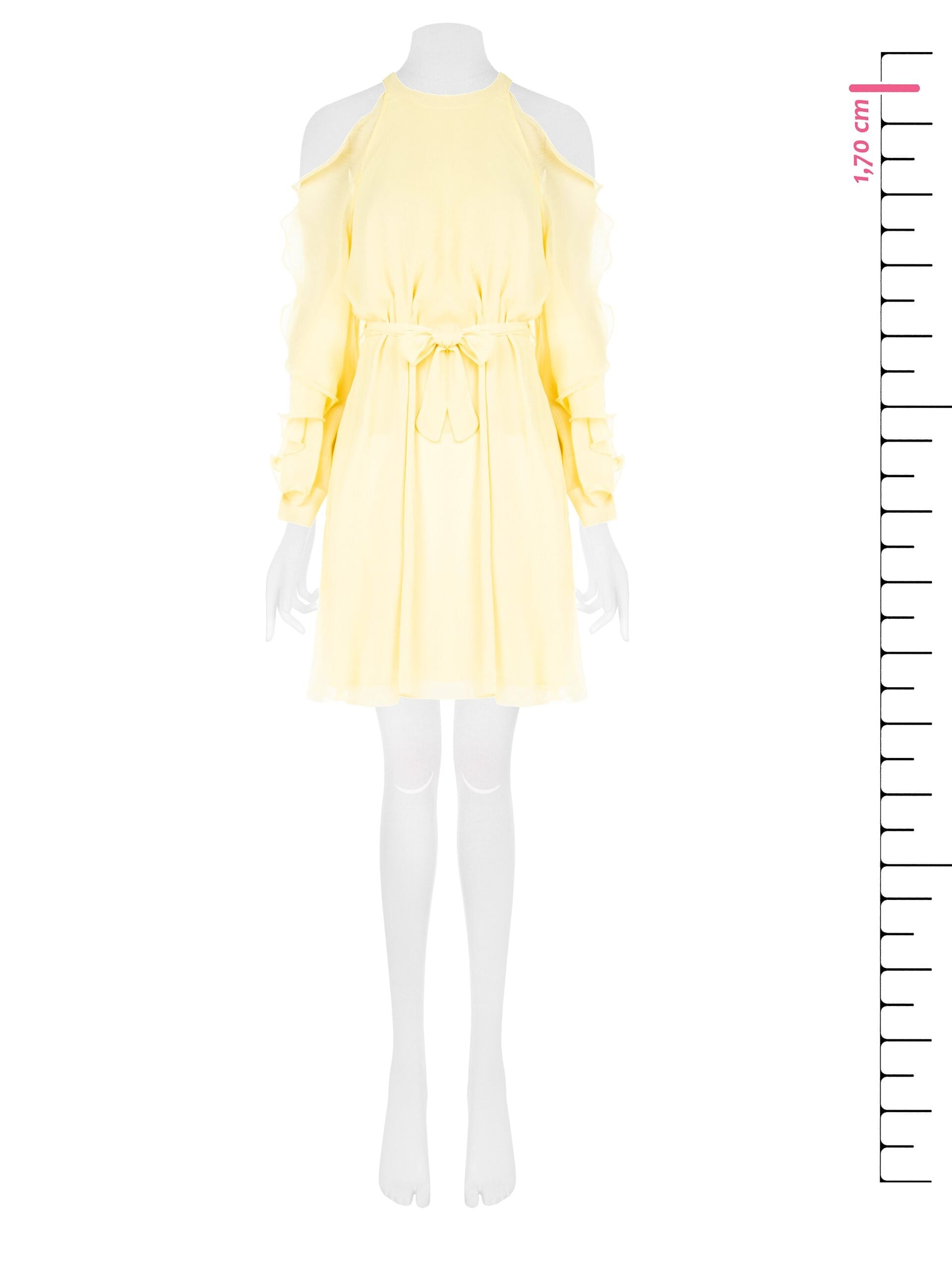 A-line Georgette Short Dress With Cut-Out And Sleeve Ruffles Rinascimento