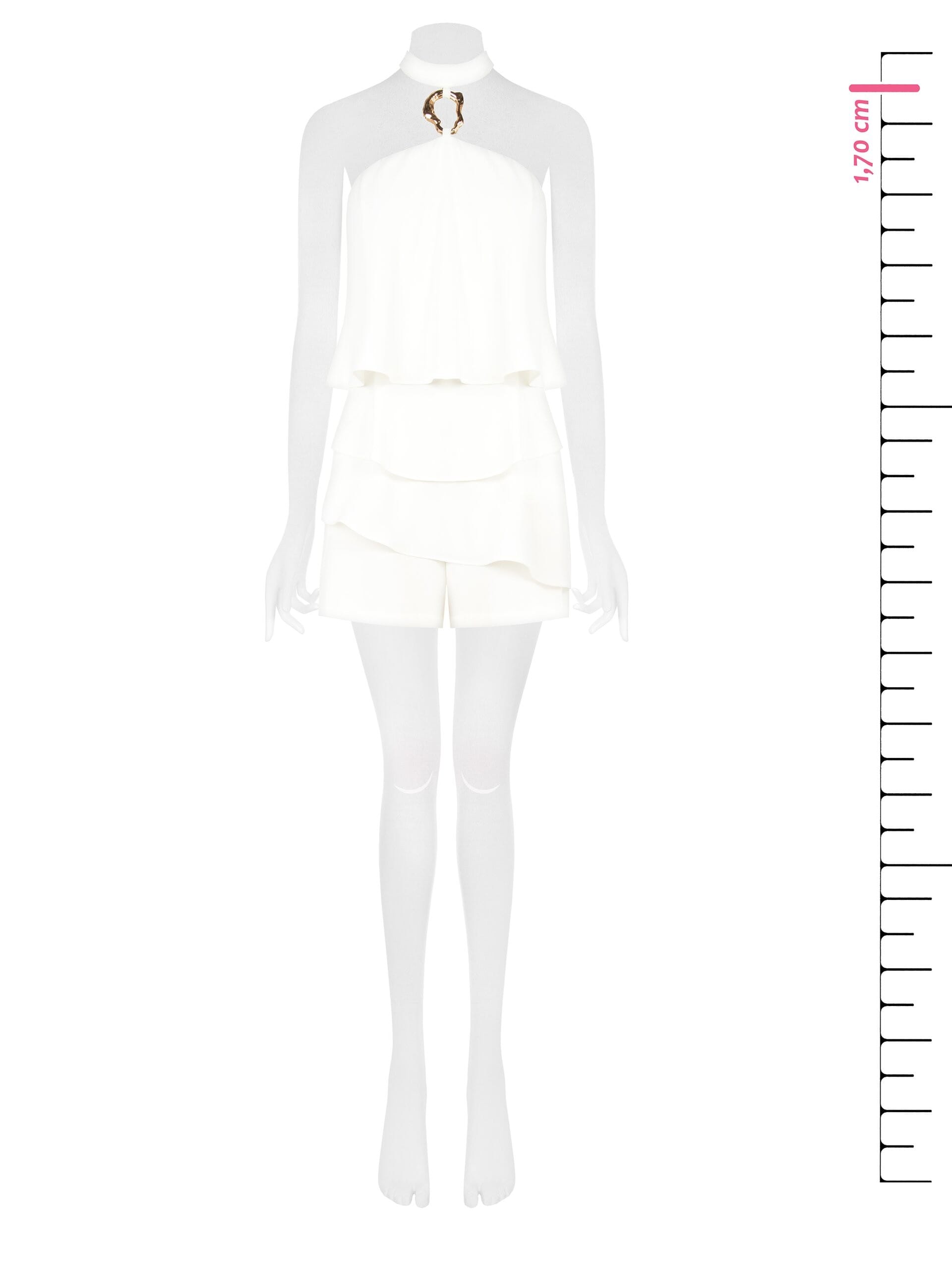 Tuta Intera Corta Larga In Tessuto Fluido Con Dettaglio Gioiello Rinascimento