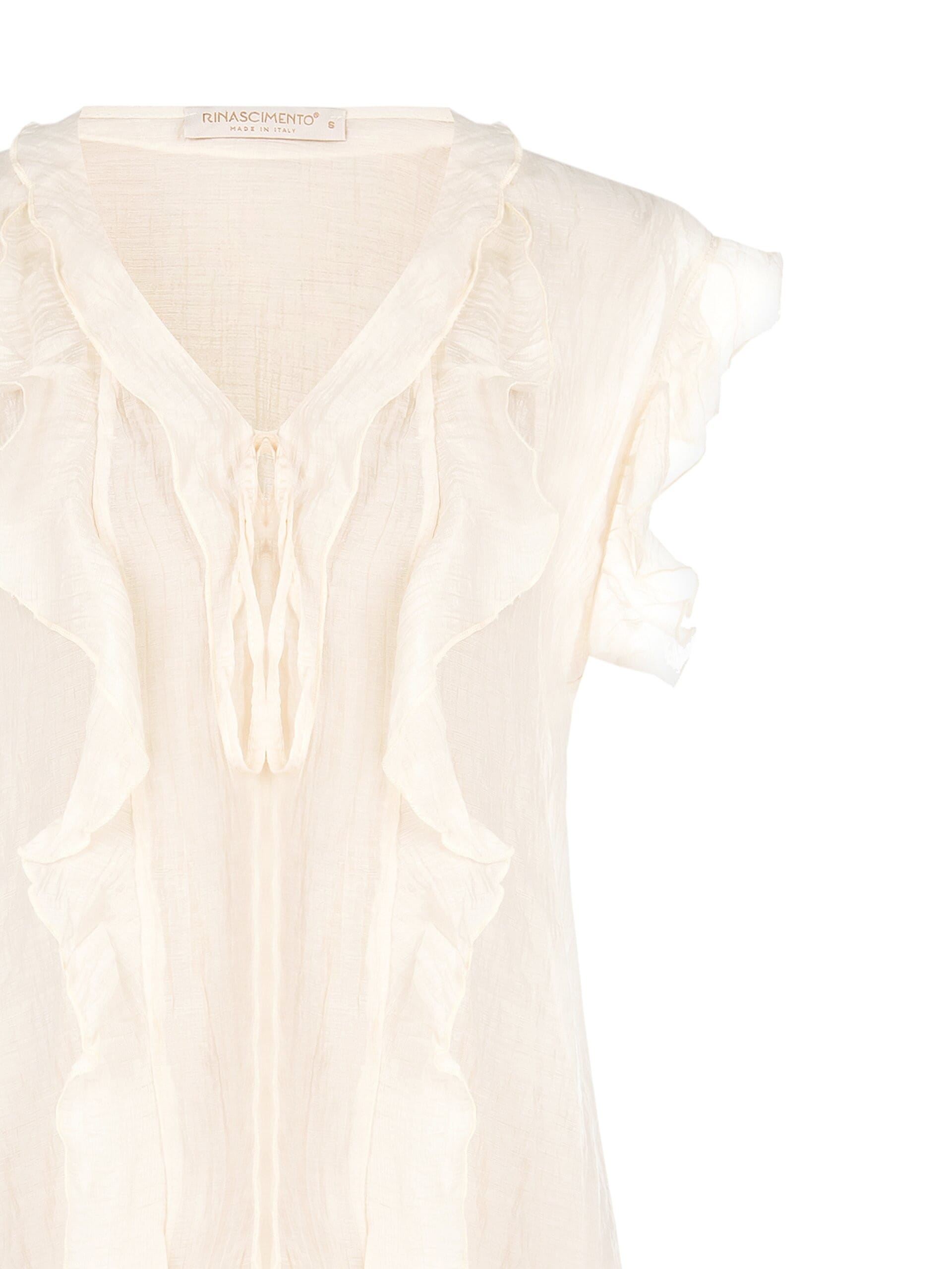 Semi-transparent Crinkled V-neck Mixed Viscose Blouse Rinascimento