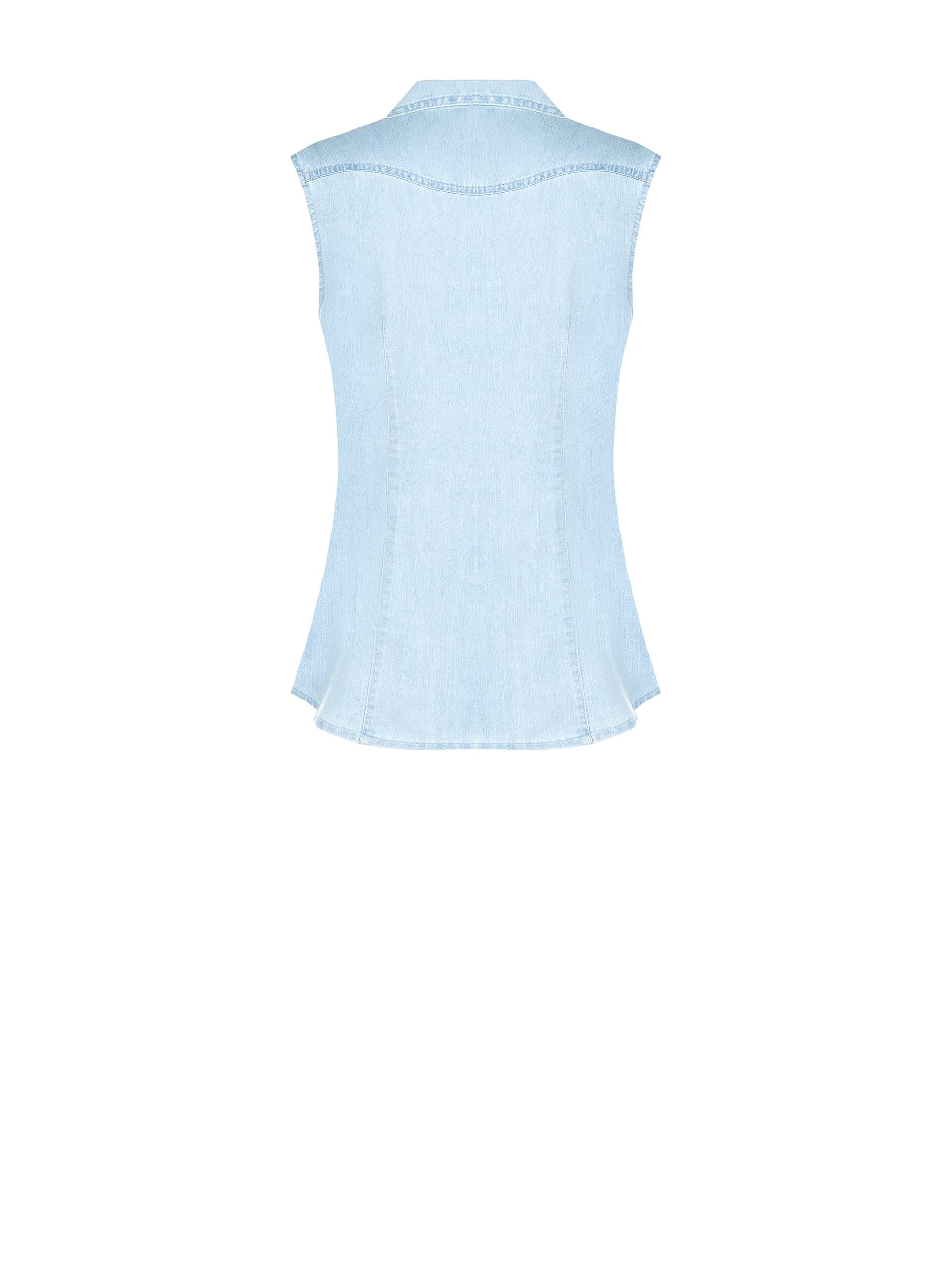 Camicia Sfiancata In Denim Con Strass Rinascimento