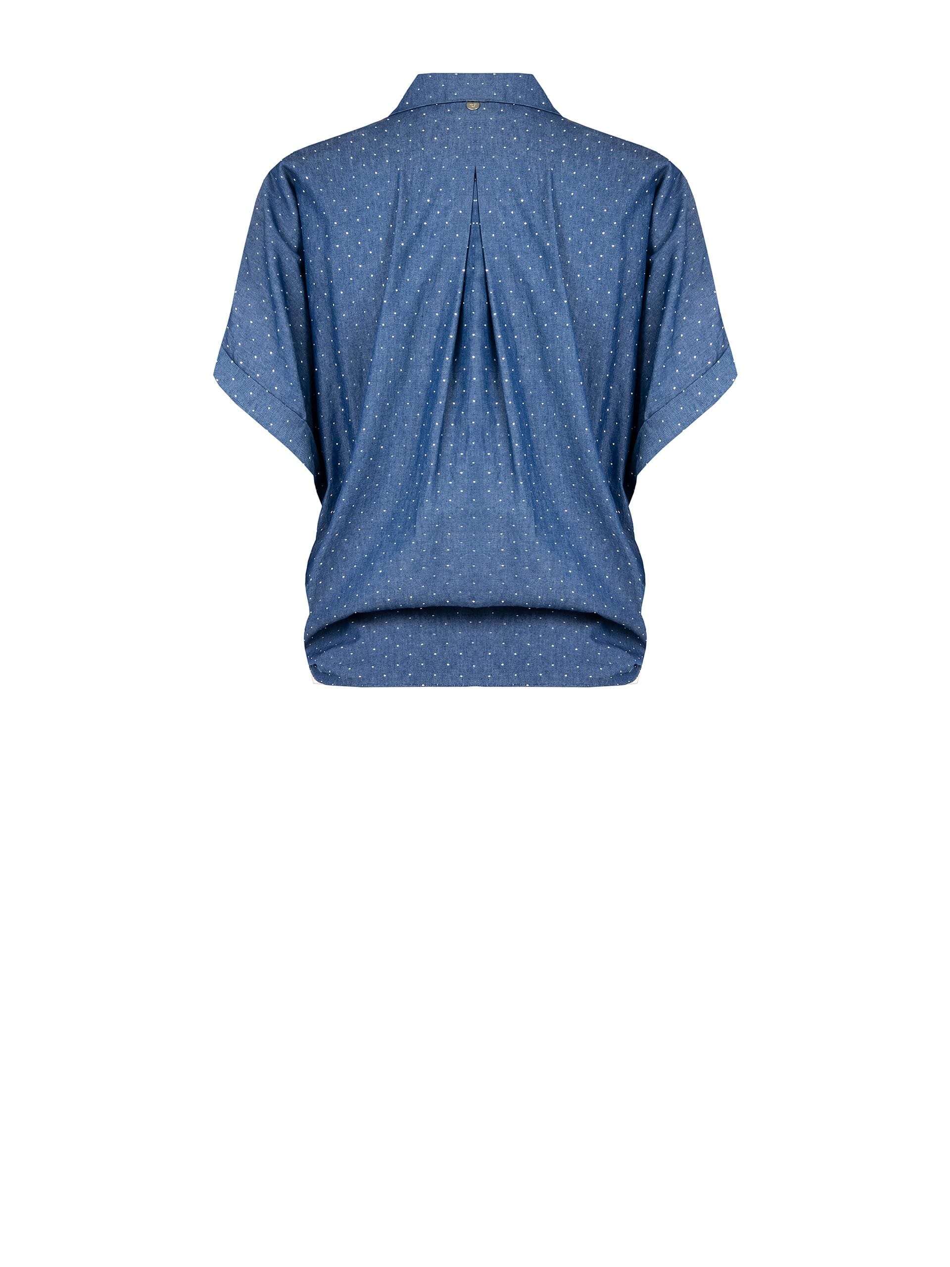 Rinascimento Rhinestone Covered Denim Asymmetrical Over Shirt