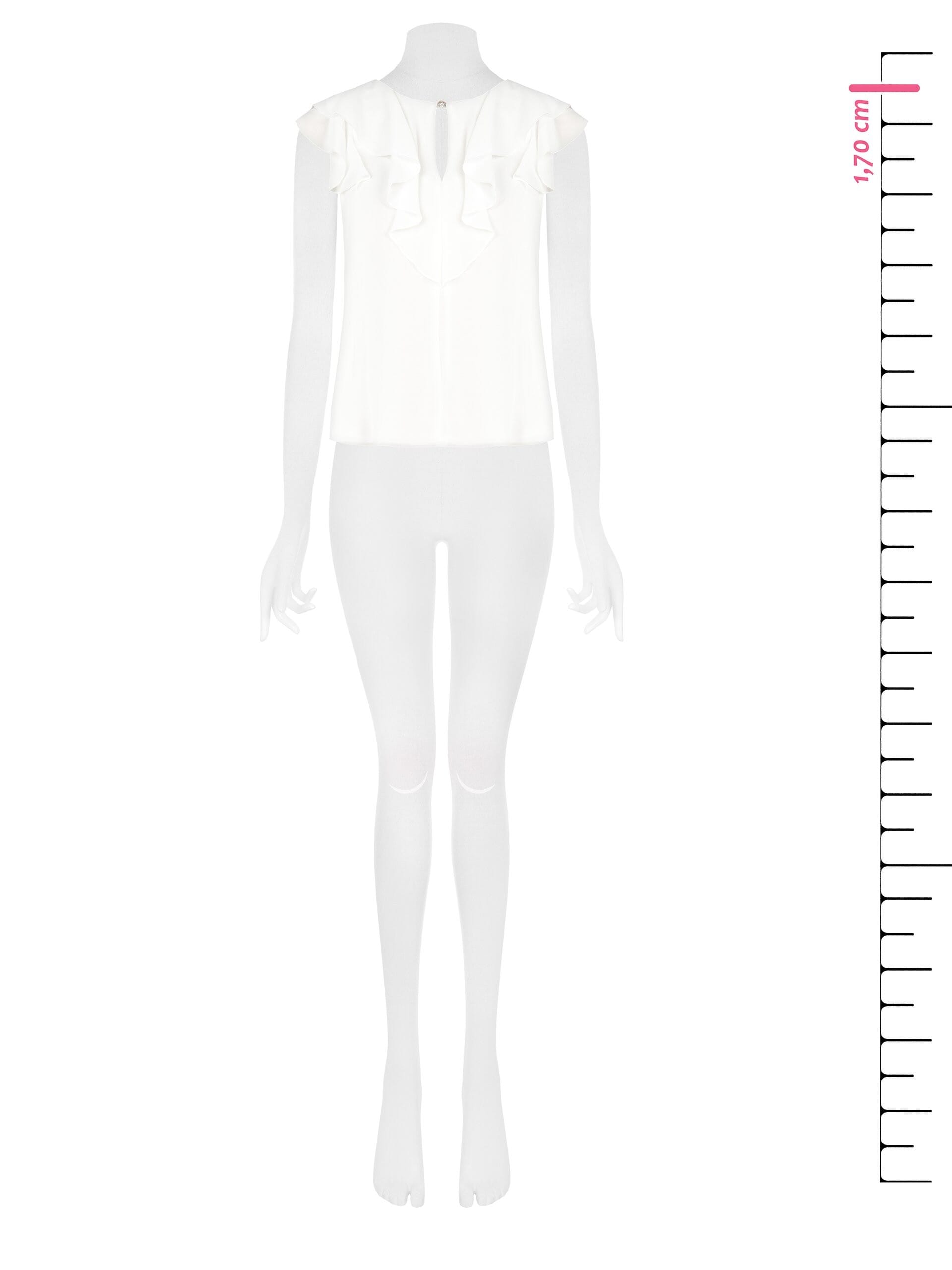 Blusa Sfiancata In Georgette Con Volant E Bottone Gioiello Rinascimento