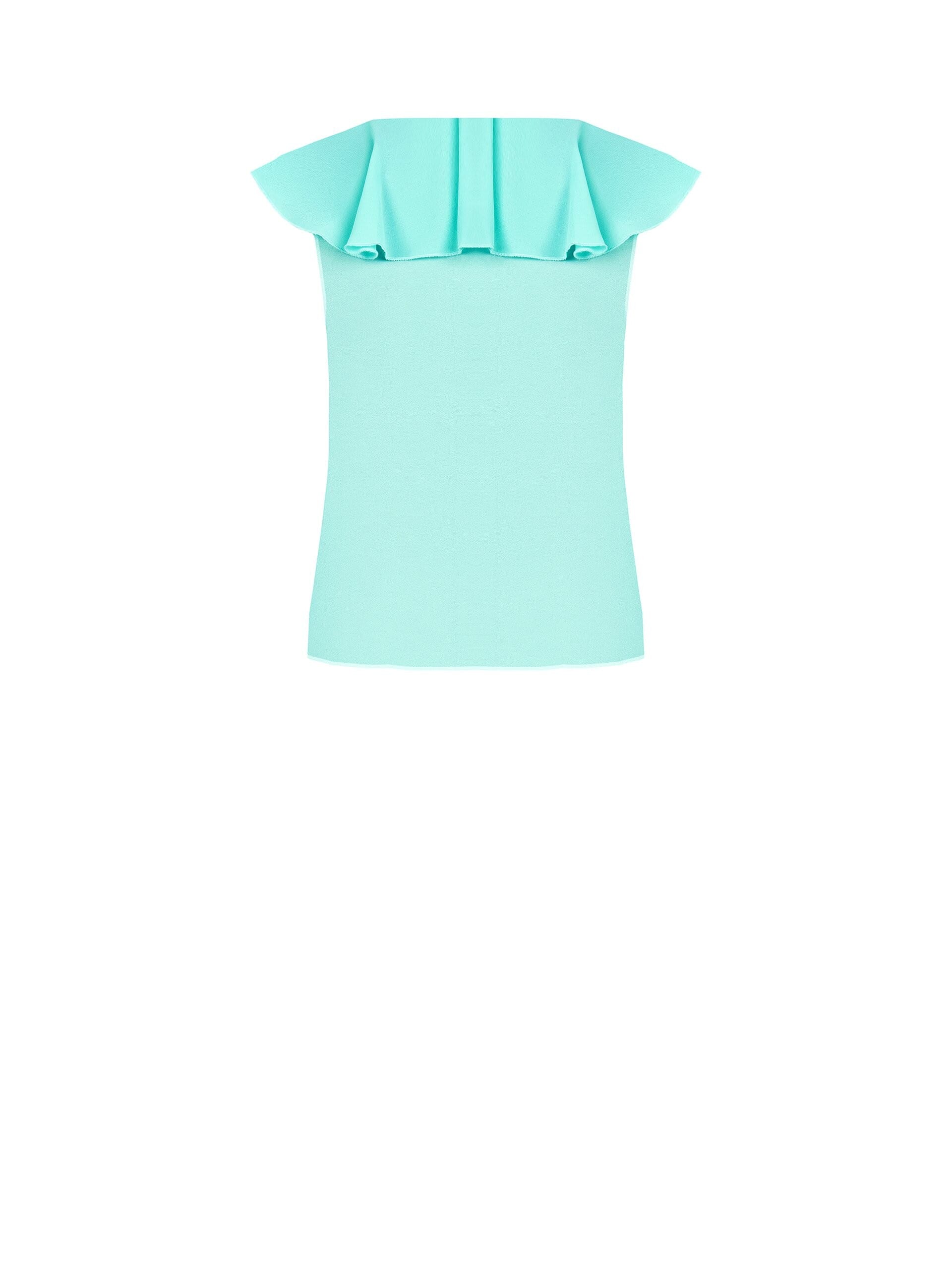 Blusa Sfiancata In Georgette Con Volant E Bottone Gioiello Rinascimento