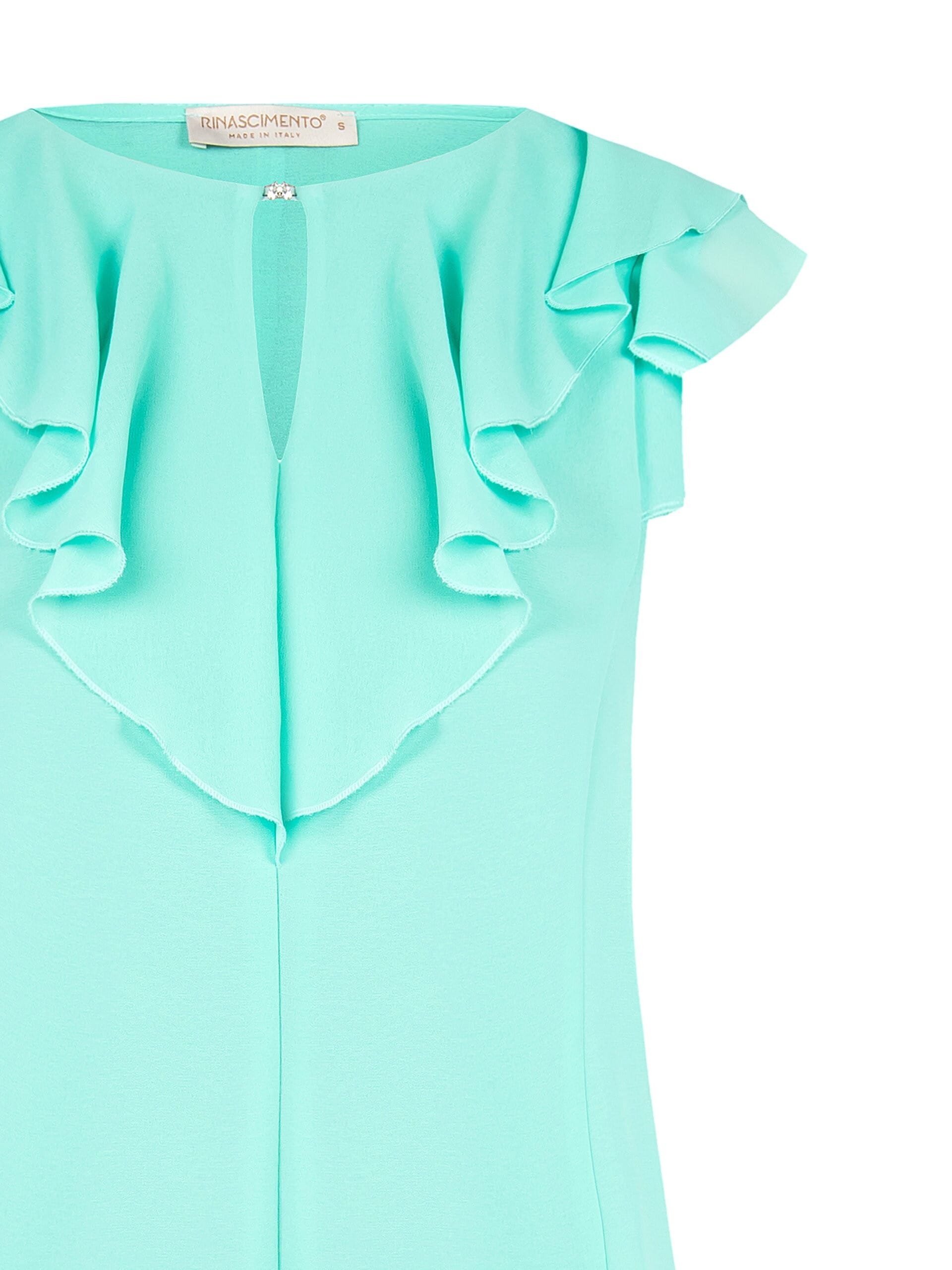 Blusa Sfiancata In Georgette Con Volant E Bottone Gioiello Rinascimento