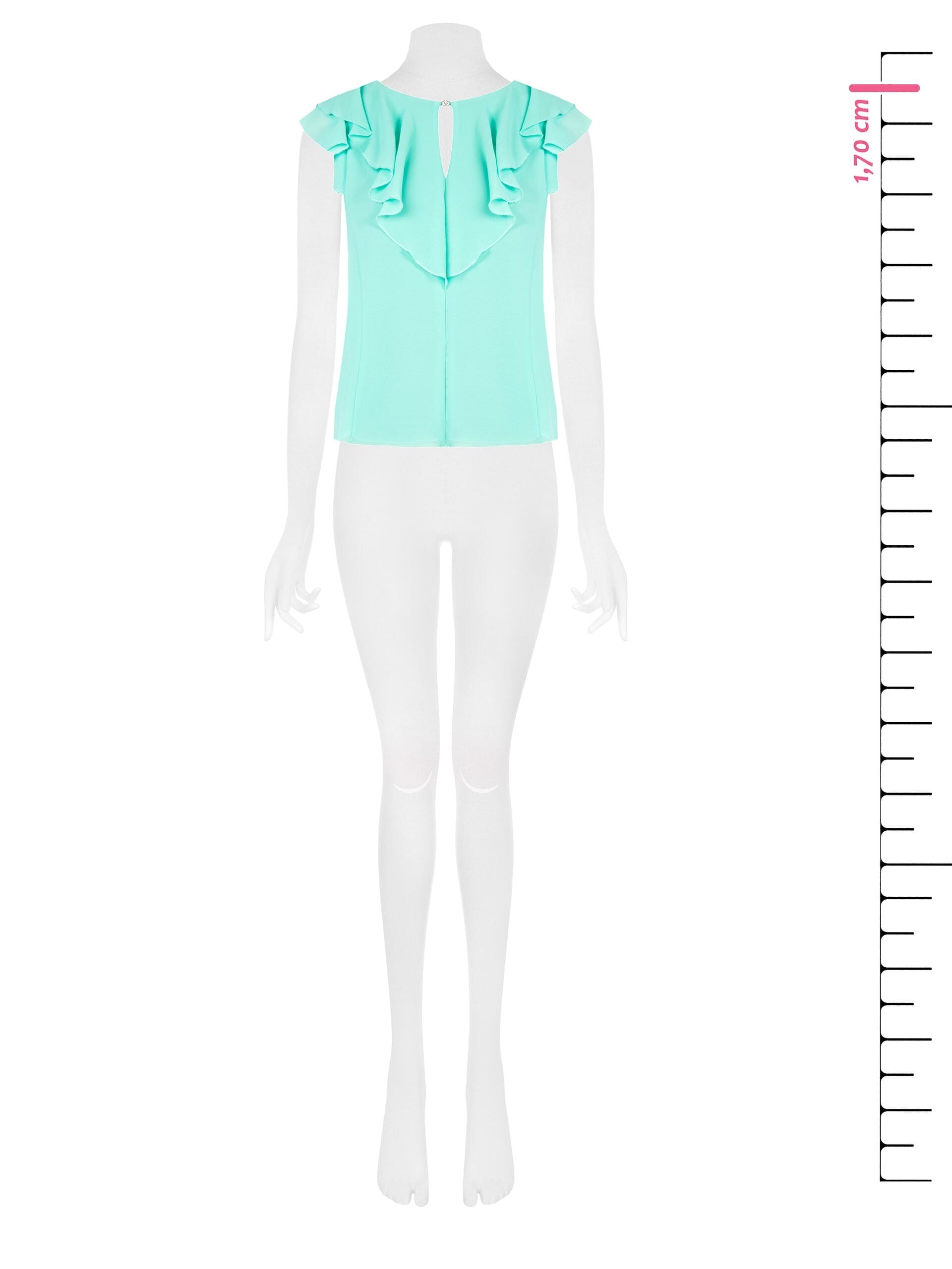 Blusa Sfiancata In Georgette Con Volant E Bottone Gioiello Rinascimento