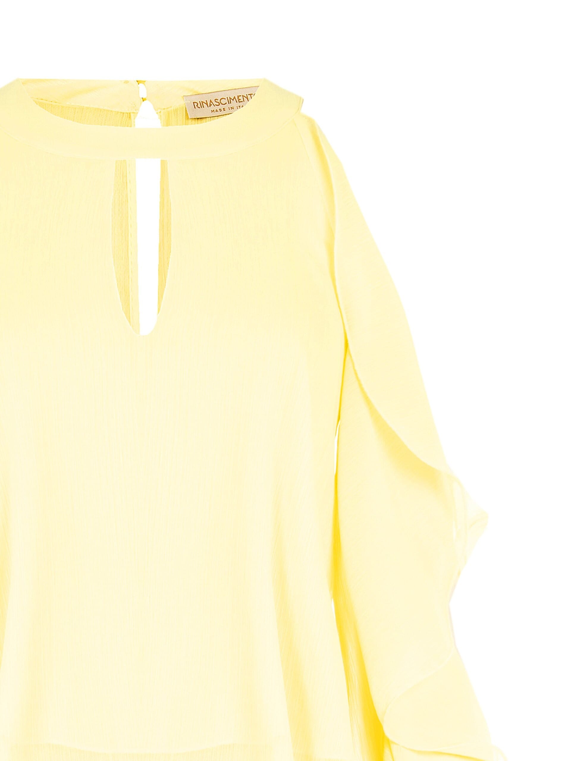 Blusa Ampia In Georgette Con Cut-Out E Volant Sulle Maniche Rinascimento