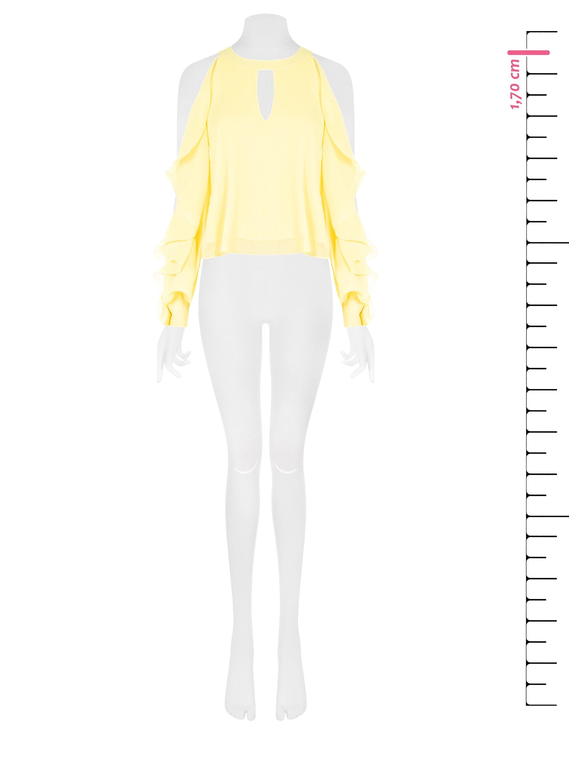 Blusa Ampia In Georgette Con Cut-Out E Volant Sulle Maniche Rinascimento