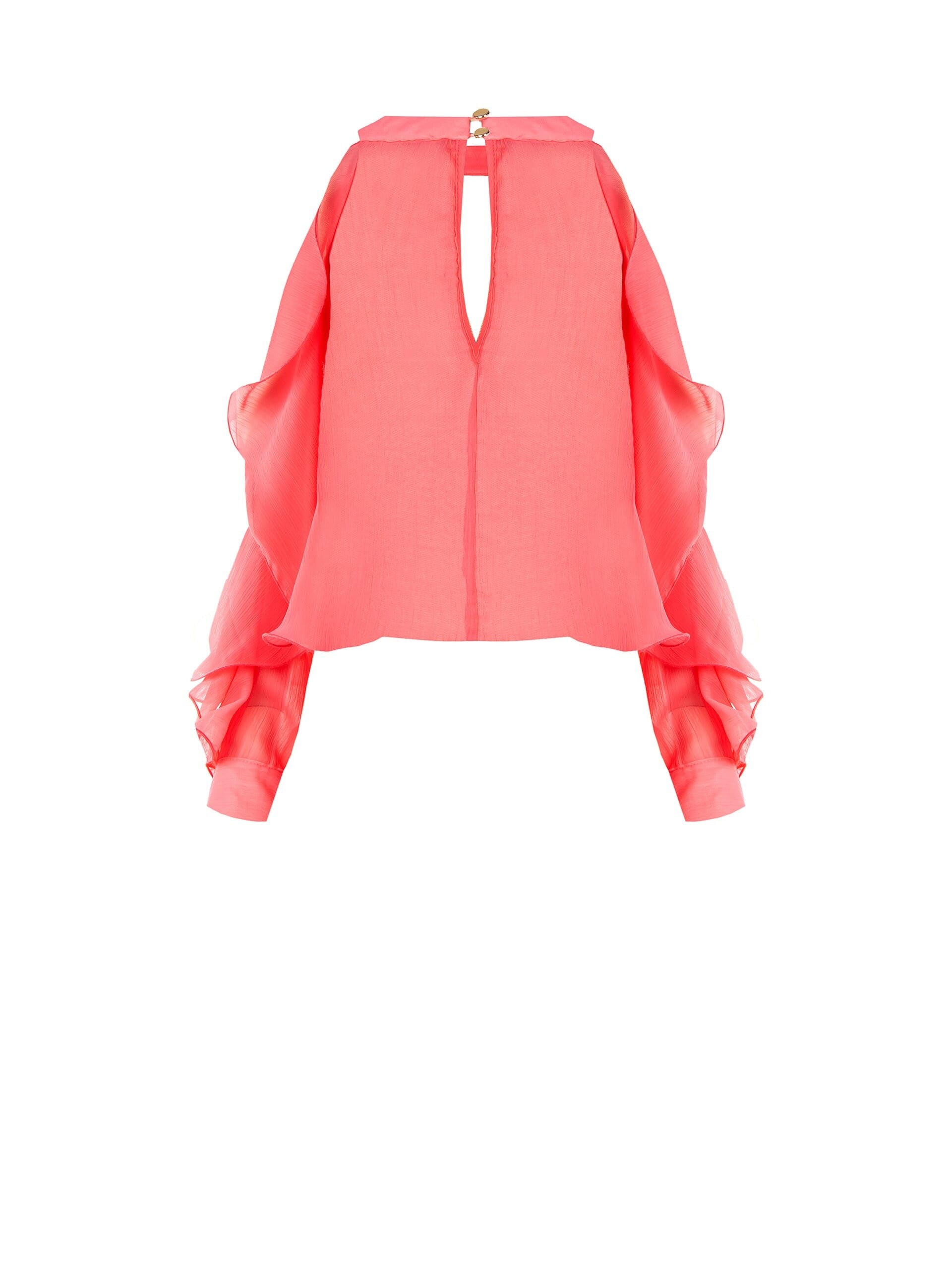 Blusa Ampia In Georgette Con Cut-Out E Volant Sulle Maniche Rinascimento