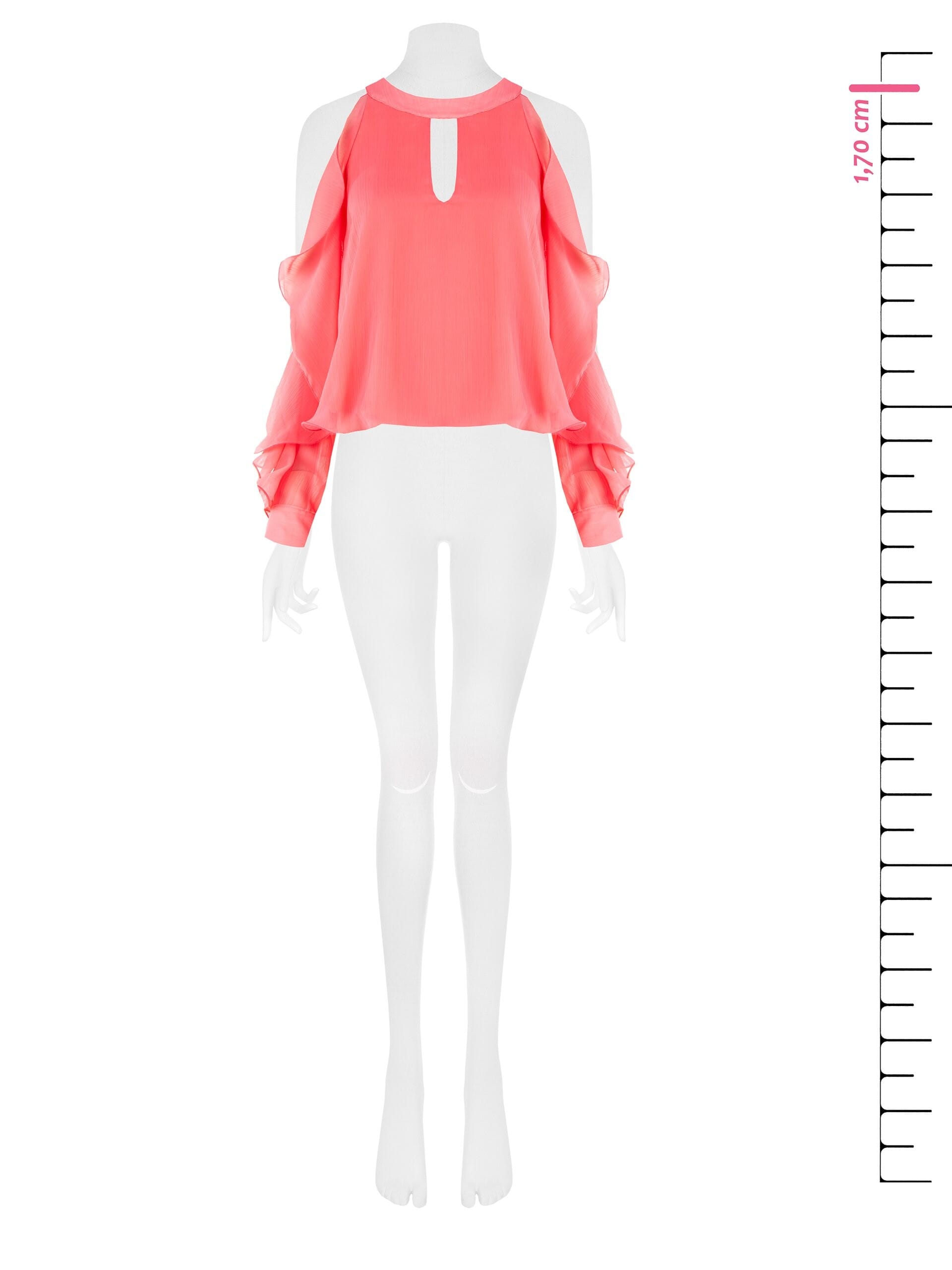 Blusa Ampia In Georgette Con Cut-Out E Volant Sulle Maniche Rinascimento