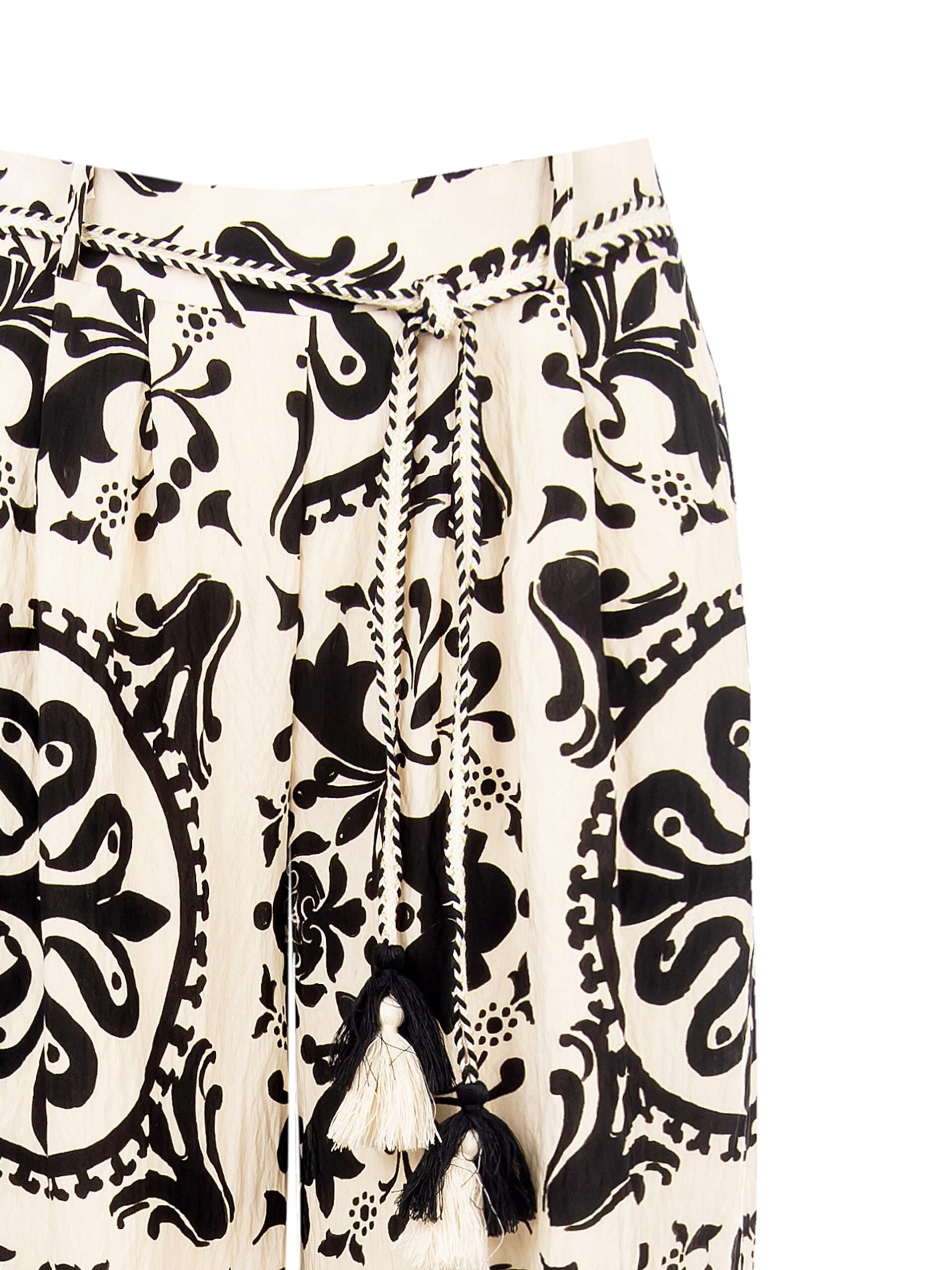 Pantaloni Larghi In Viscosa Effetto Stropicciato Con Cintura Abbinata Ed Elastico Dietro Rinascimento