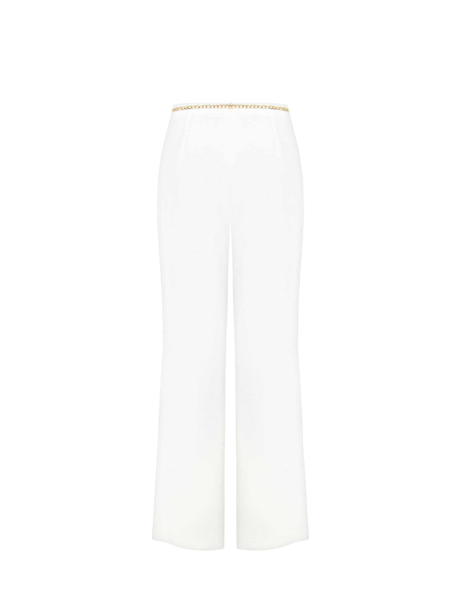 Pantaloni Palazzo In Tessuto Effetto Stropicciato Con Cintura Catena Rinascimento