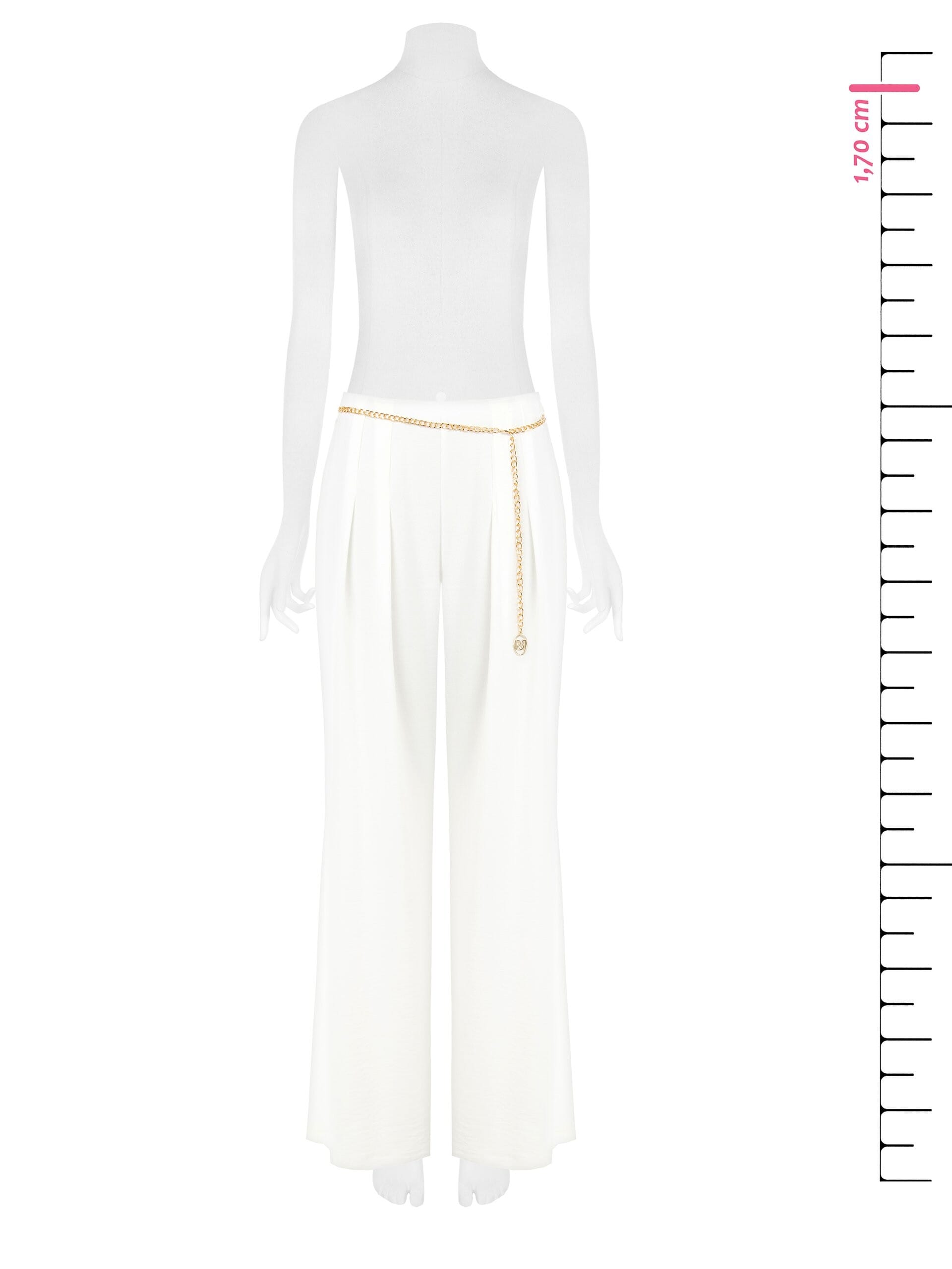 Pantaloni Palazzo In Tessuto Effetto Stropicciato Con Cintura Catena Rinascimento