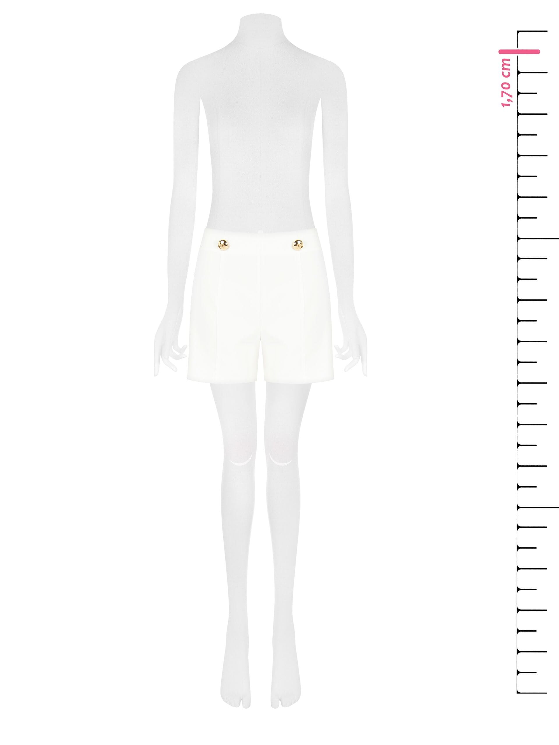 Pantaloni Corti Dritti In Tessuto Tecnico Con Bottoni Logo Rinascimento