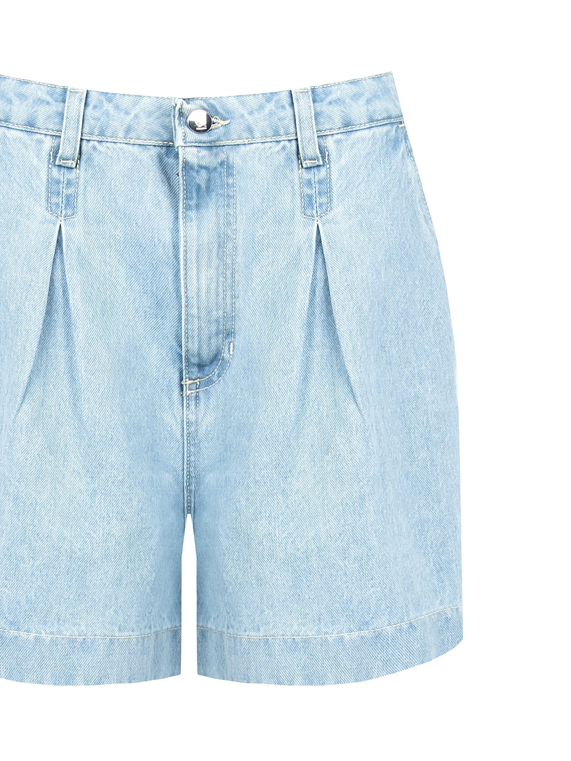 Denim Cropped Trousers with Rinascimento Pleats