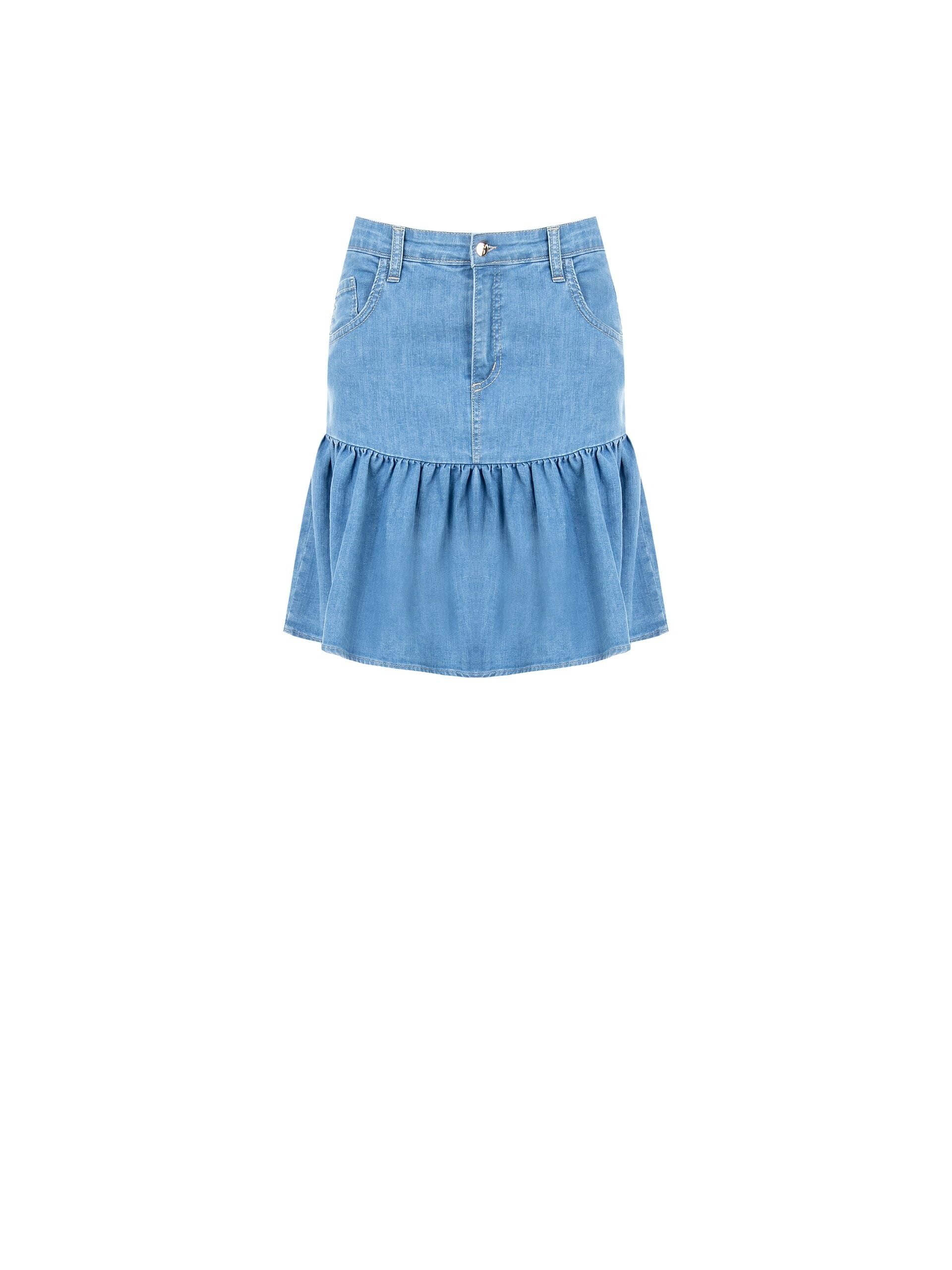 Minigonna Con Balza In Denim Elasticizzato Rinascimento