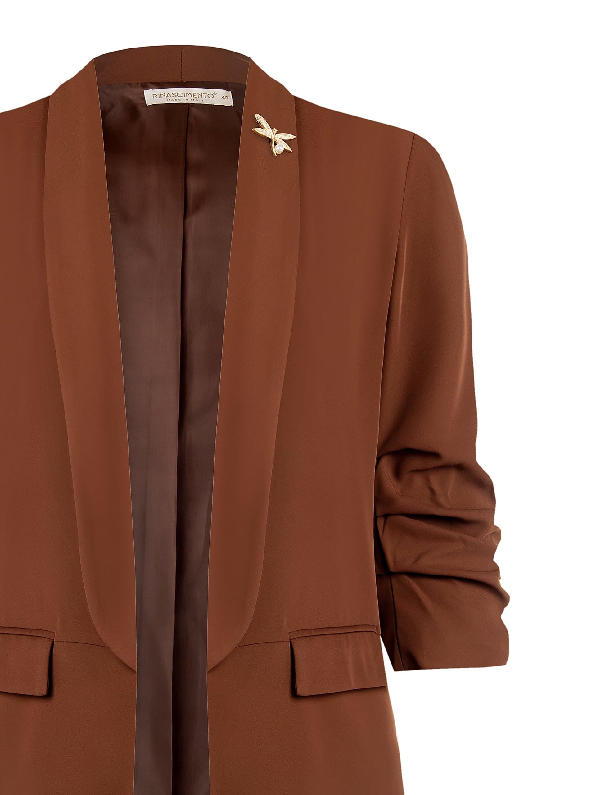 Giacca Coprispalle Crop In Tessuto Fluido Con Spilla Rinascimento Curvy