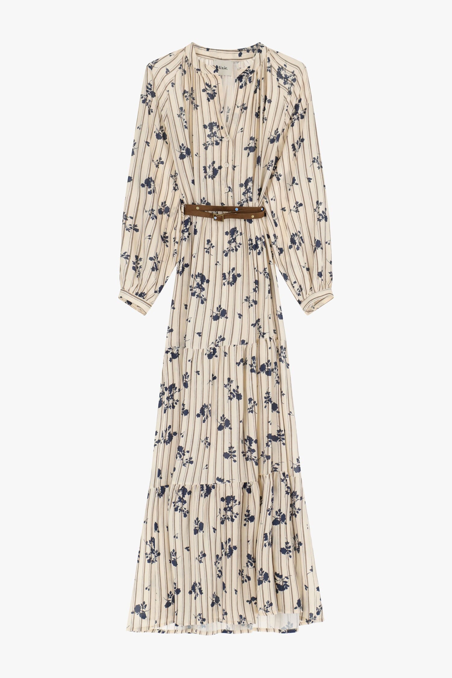 Abito Lungo A Righe E Fiori Dixie