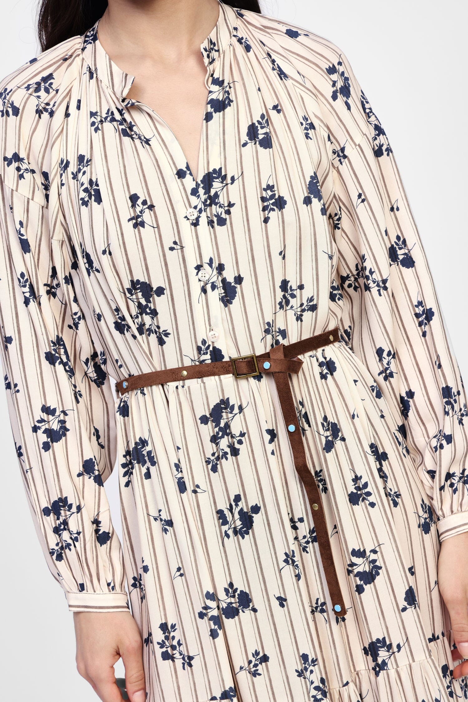 Abito Lungo A Righe E Fiori Dixie