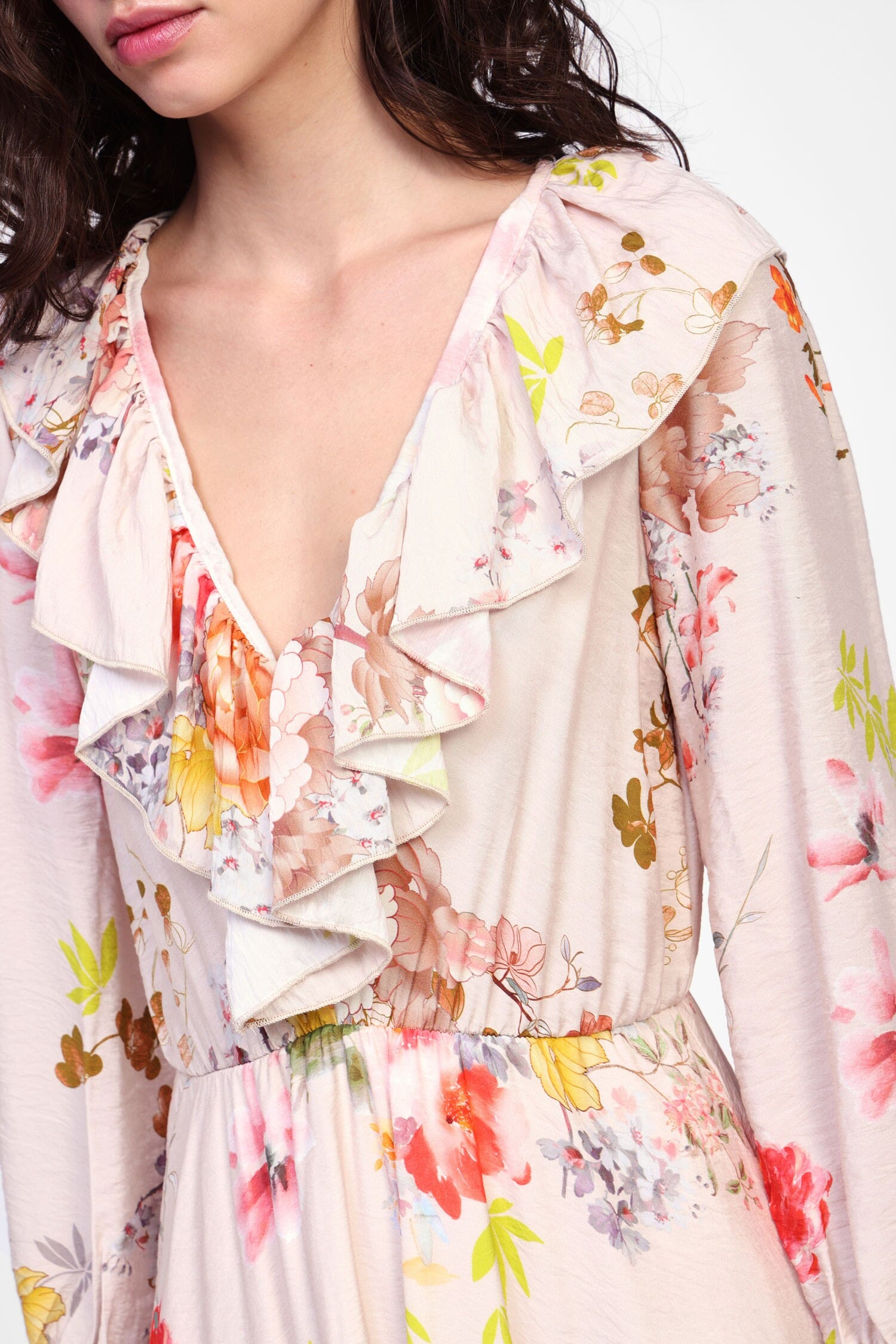 Abito Lungo Floreale Con Maniche Dixie