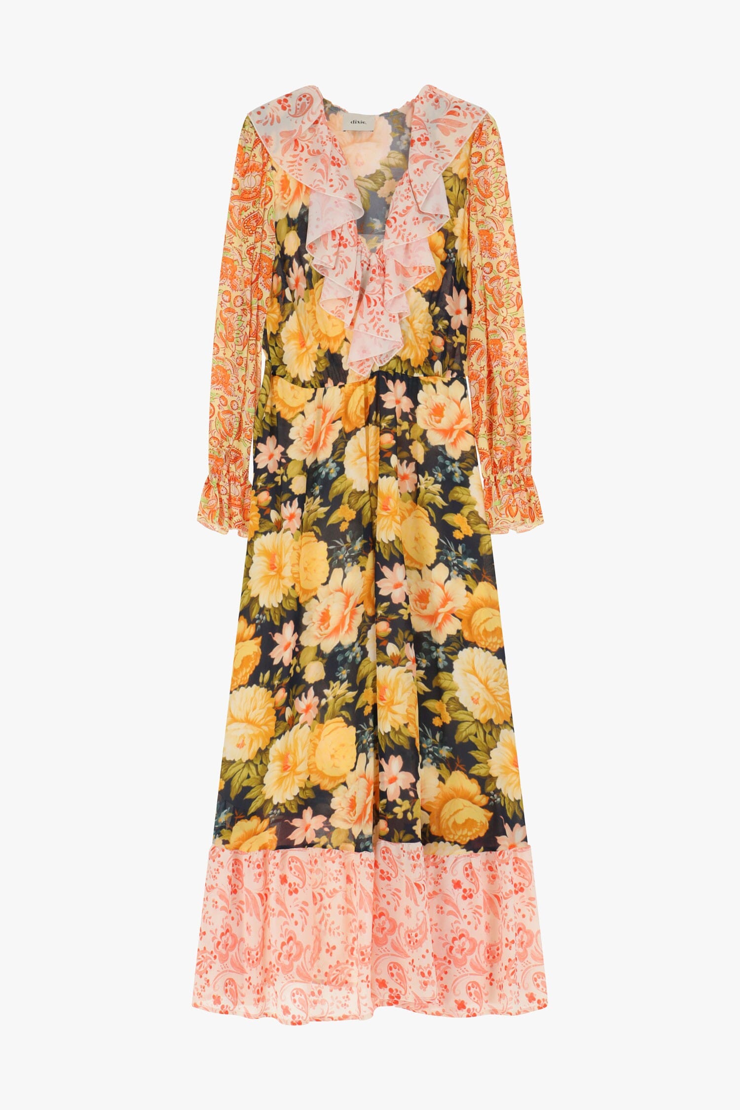 Abito Lungo Floreale Con Maniche Dixie