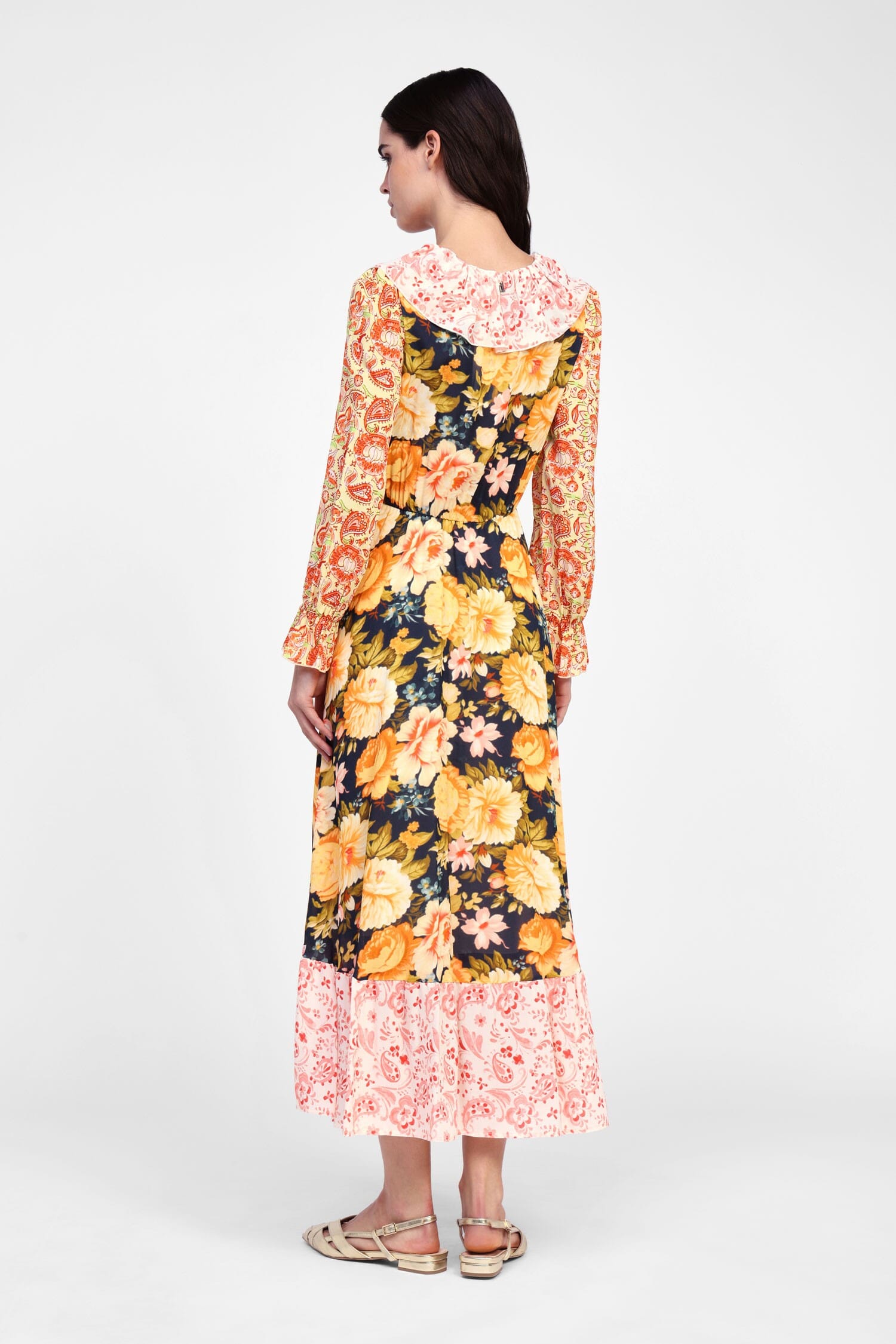 Abito Lungo Floreale Con Maniche Dixie